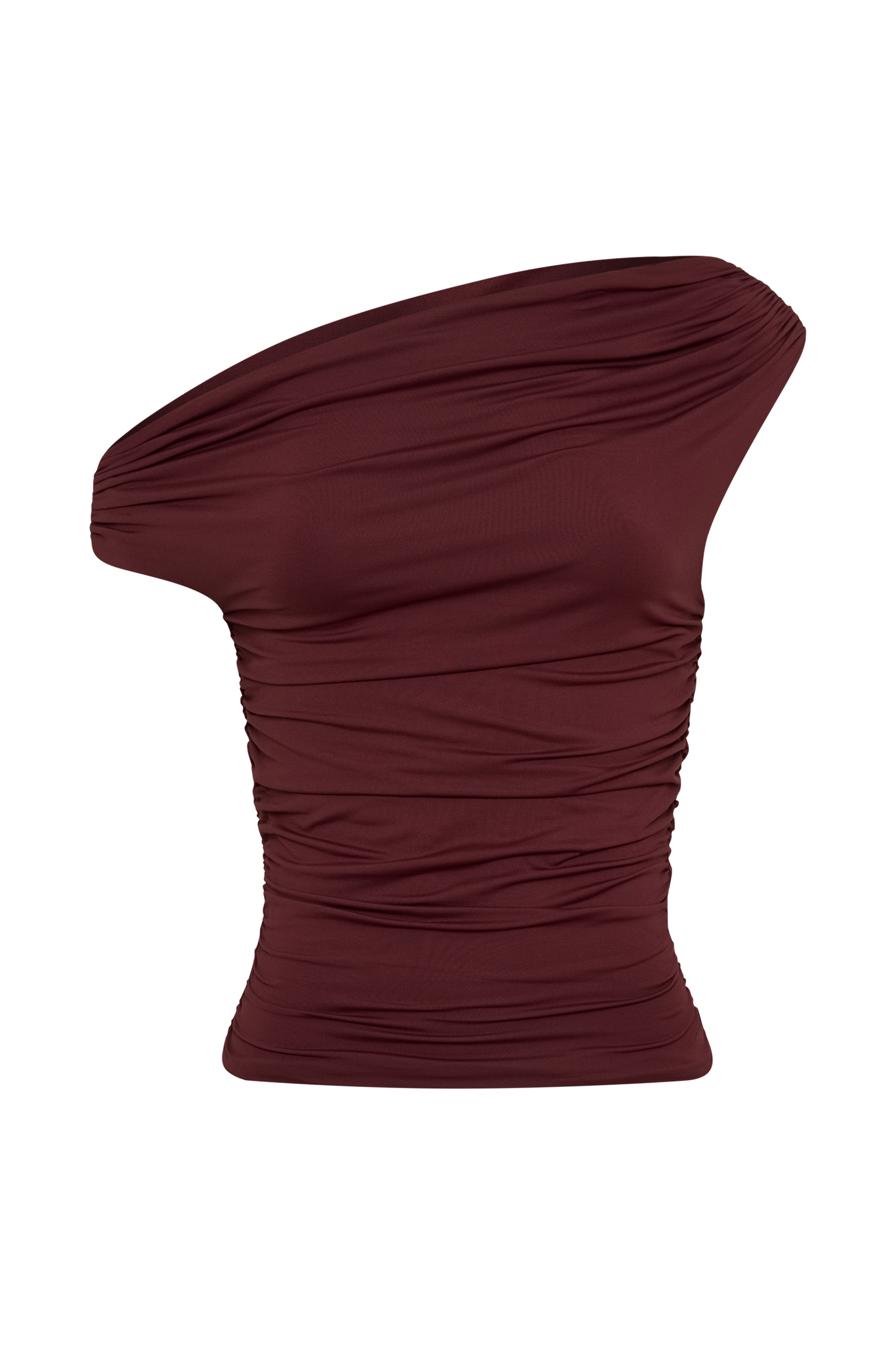 Alayna Recycled Nylon Ruched Top - Wine