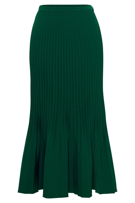 Twyla Pleated Suiting Maxi Skirt - Forest Green