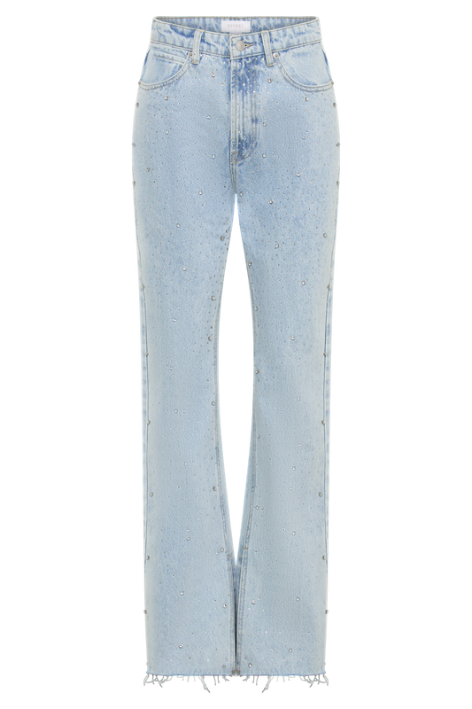 Lauren Embellished Straight Leg Jeans - Light Blue