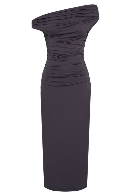 Alayna Recycled Nylon Midi Dress - Charcoal- MESHKI UK