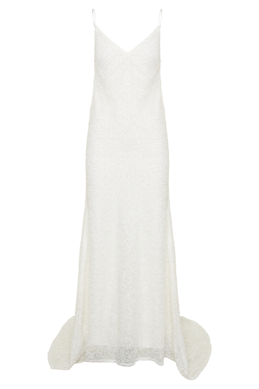 Catalina Pearl Beaded Wedding Gown - White