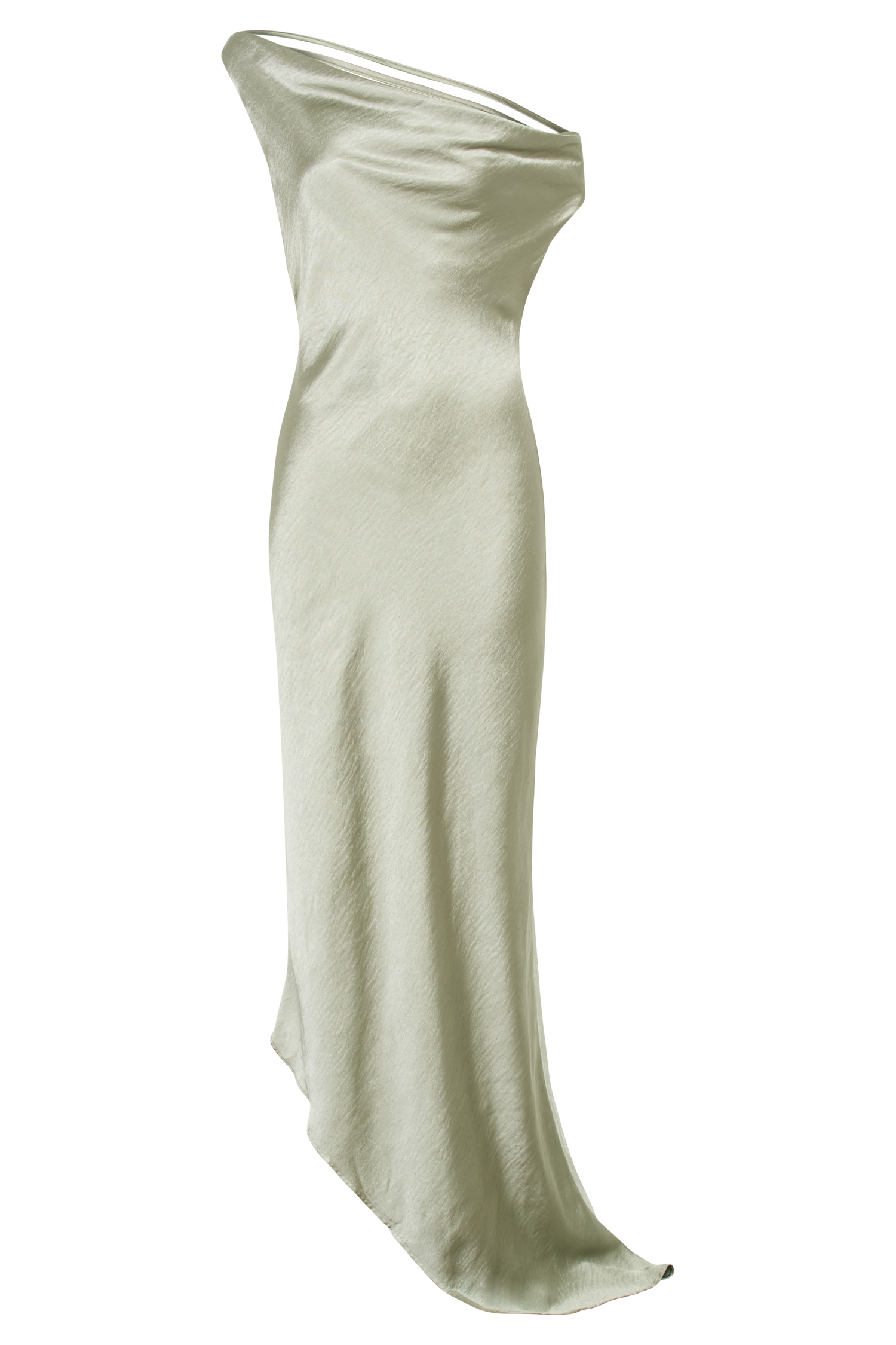 Yvette Slip Maxi Dress With Asymmetrical Hem - Sage #14