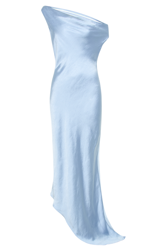 Yvette Slip Maxi Dress With Asymmetrical Hem - Cornflower Blue