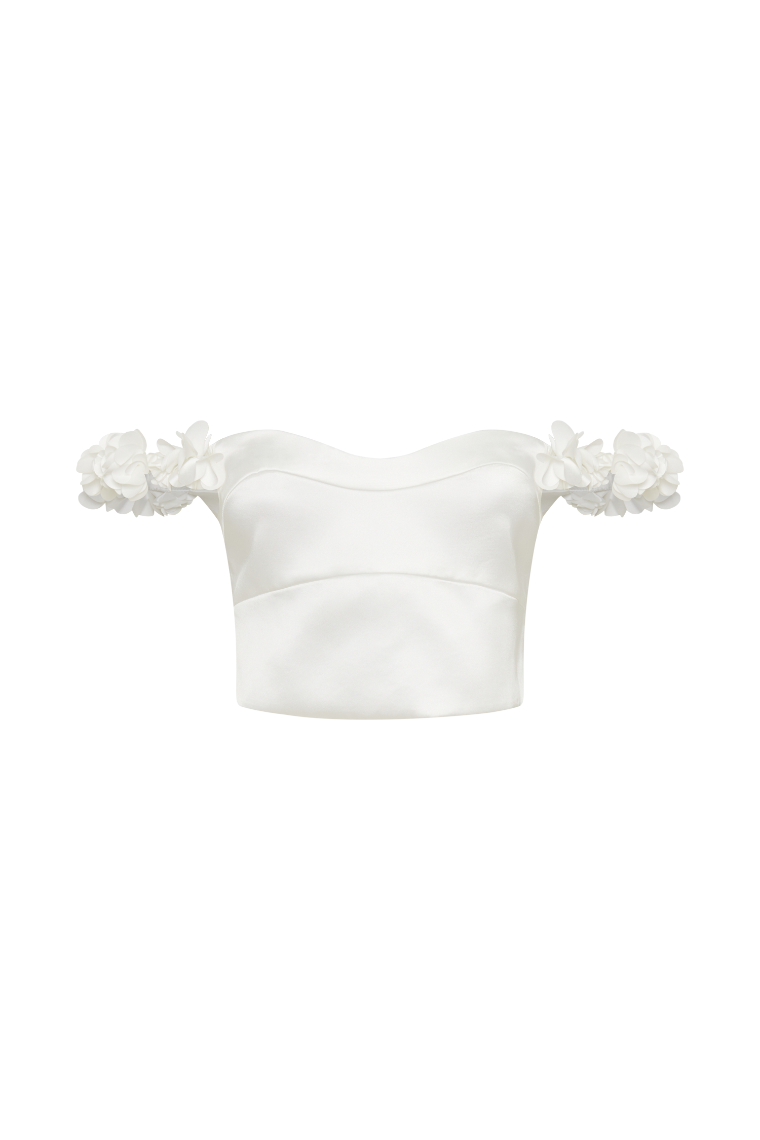 Karrie Cropped Satin Rose Bodice - White #8