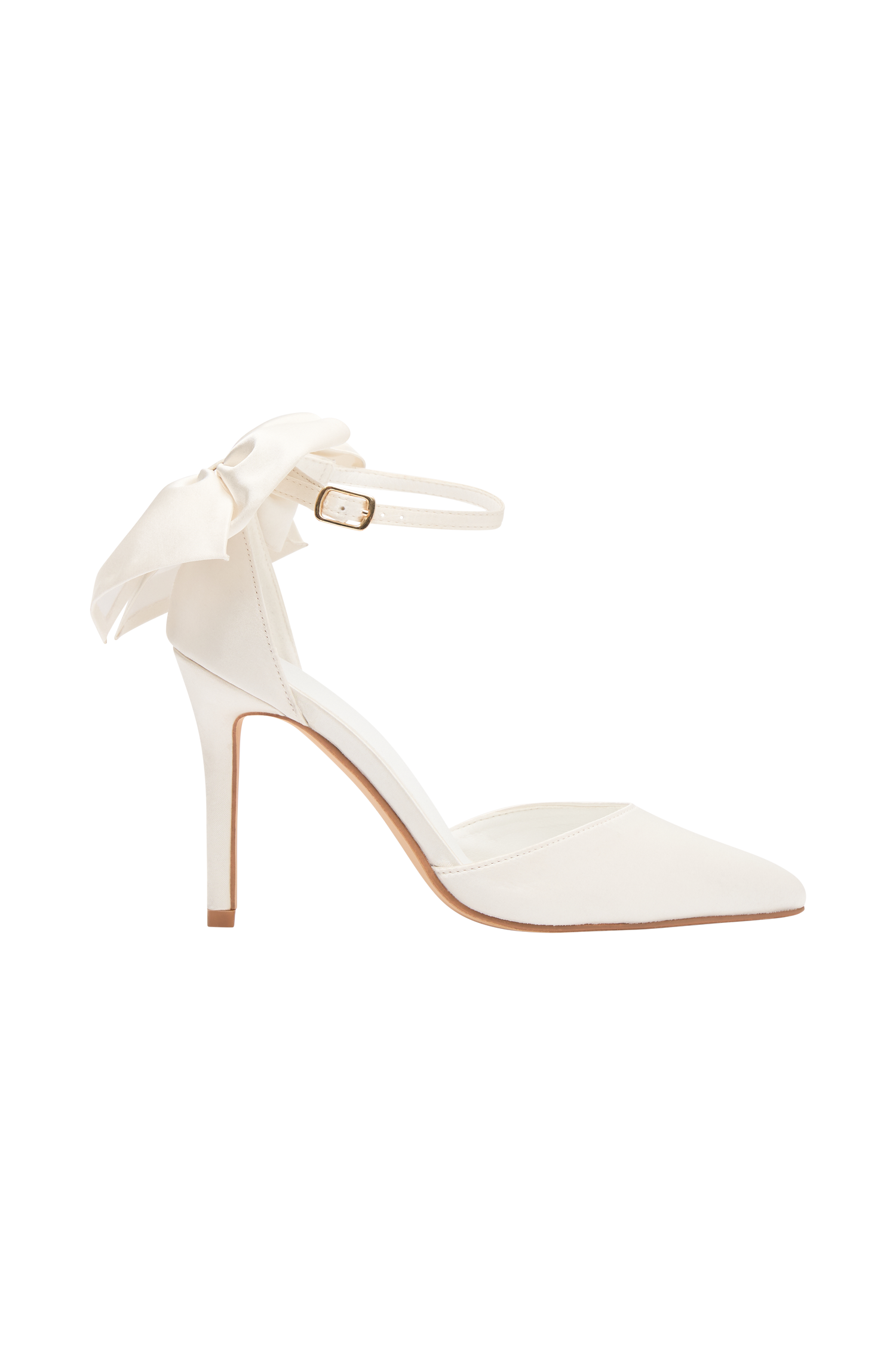Charmed Satin Bow Heel - White #11