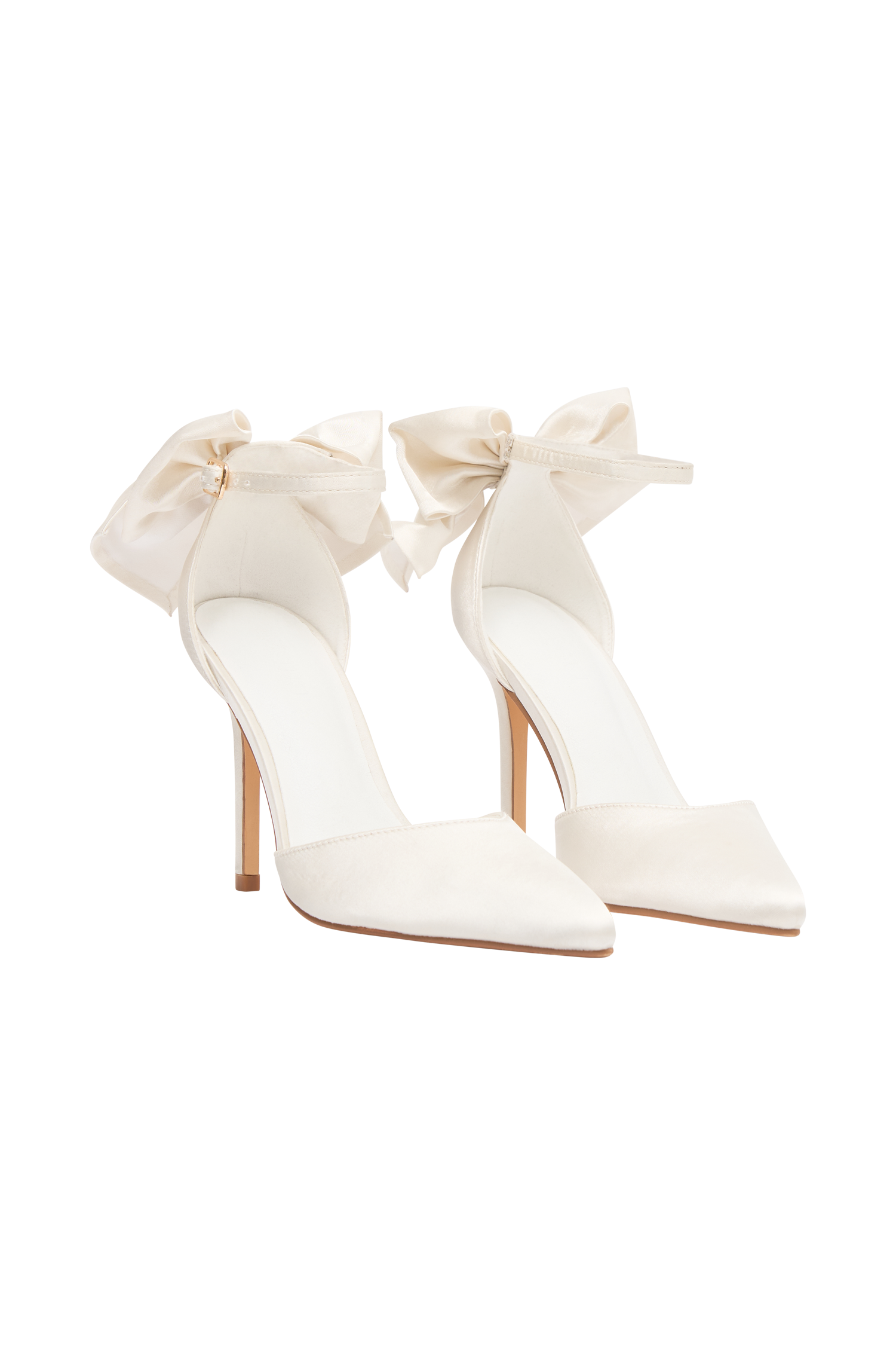 Charmed Satin Bow Heel White MESHKI UK - Main Image