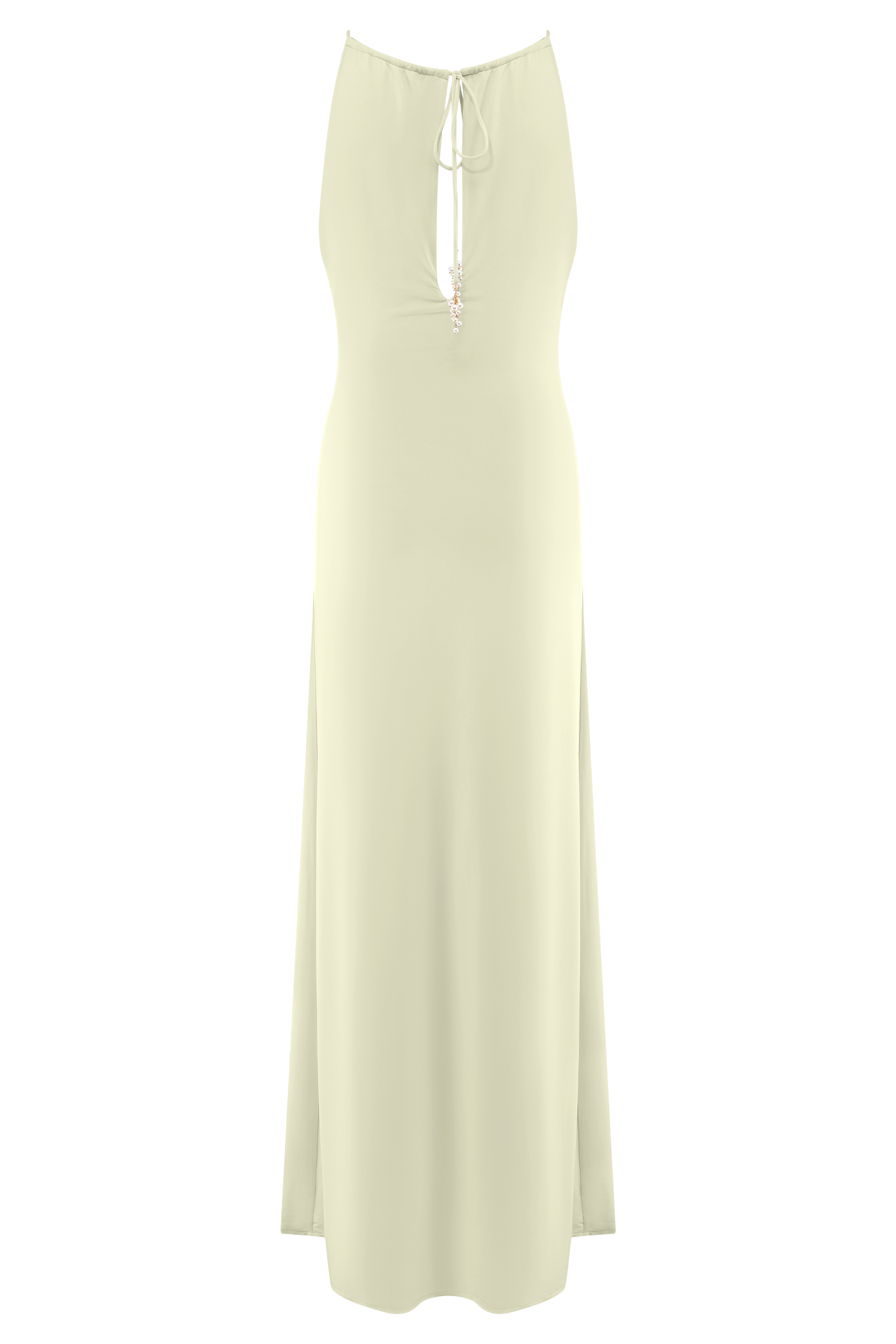 Beryl Slinky Maxi Dress With Pearls - Ivory #8