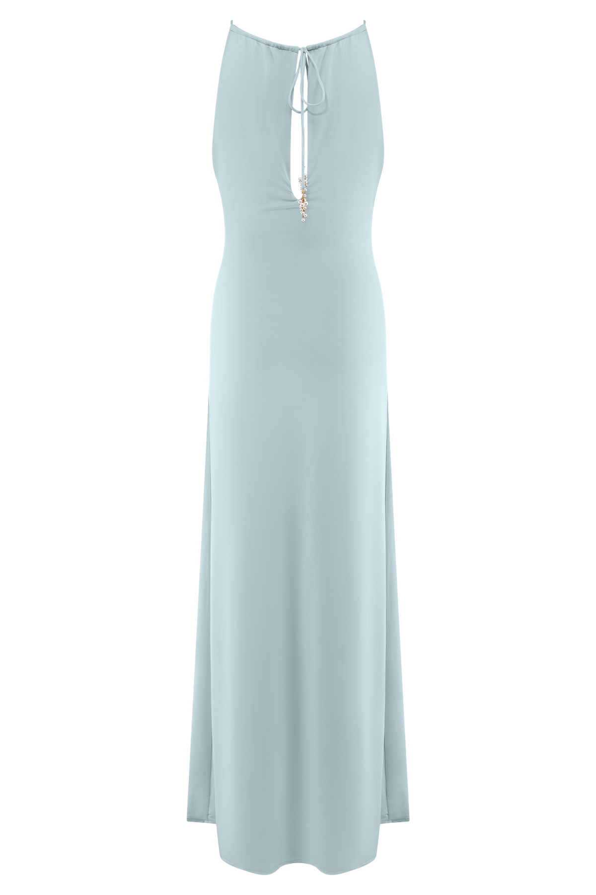 Beryl Slinky Maxi Dress With Pearls - Pale Blue #5