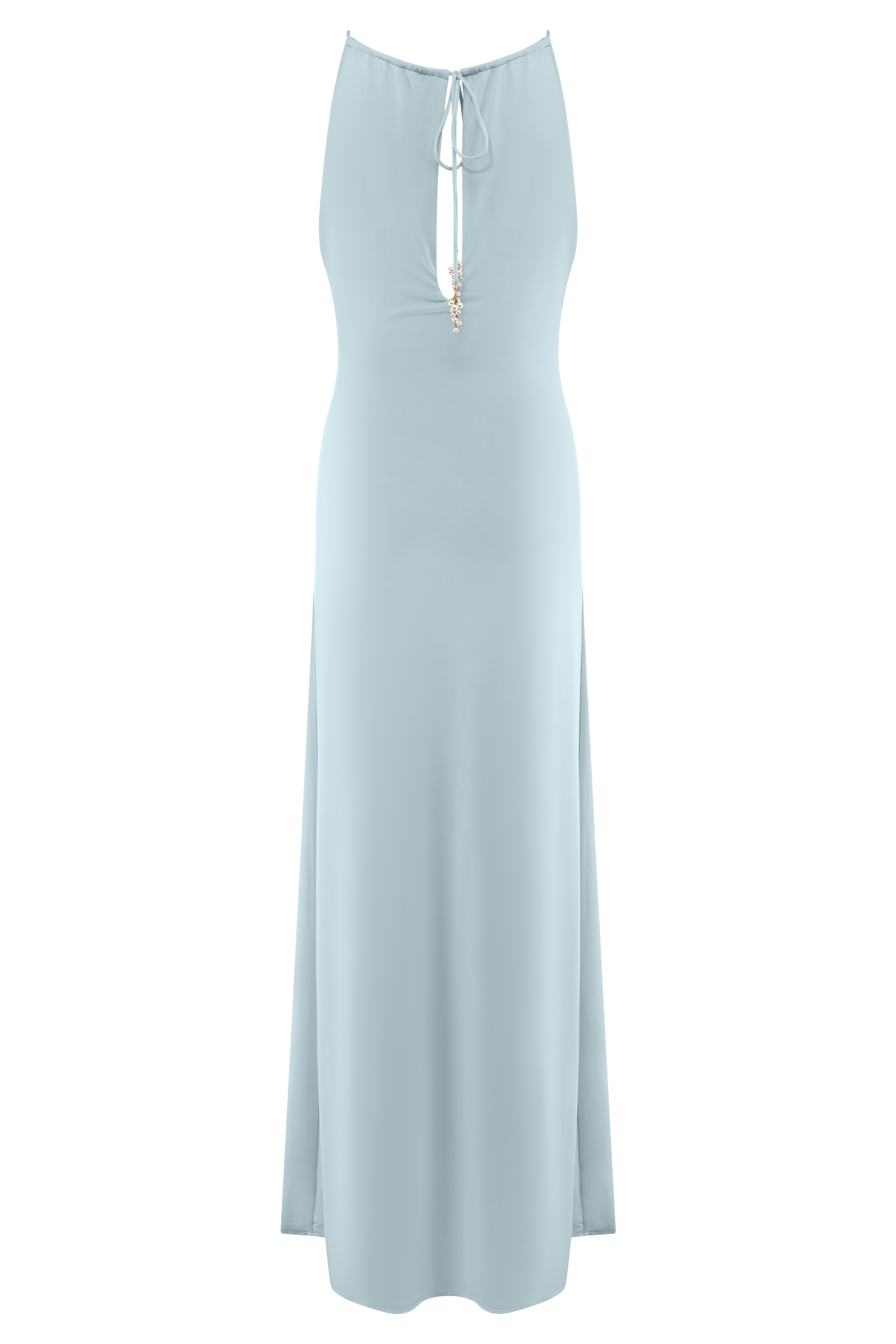 Beryl Slinky Maxi Dress With Pearls - Pale Blue #5