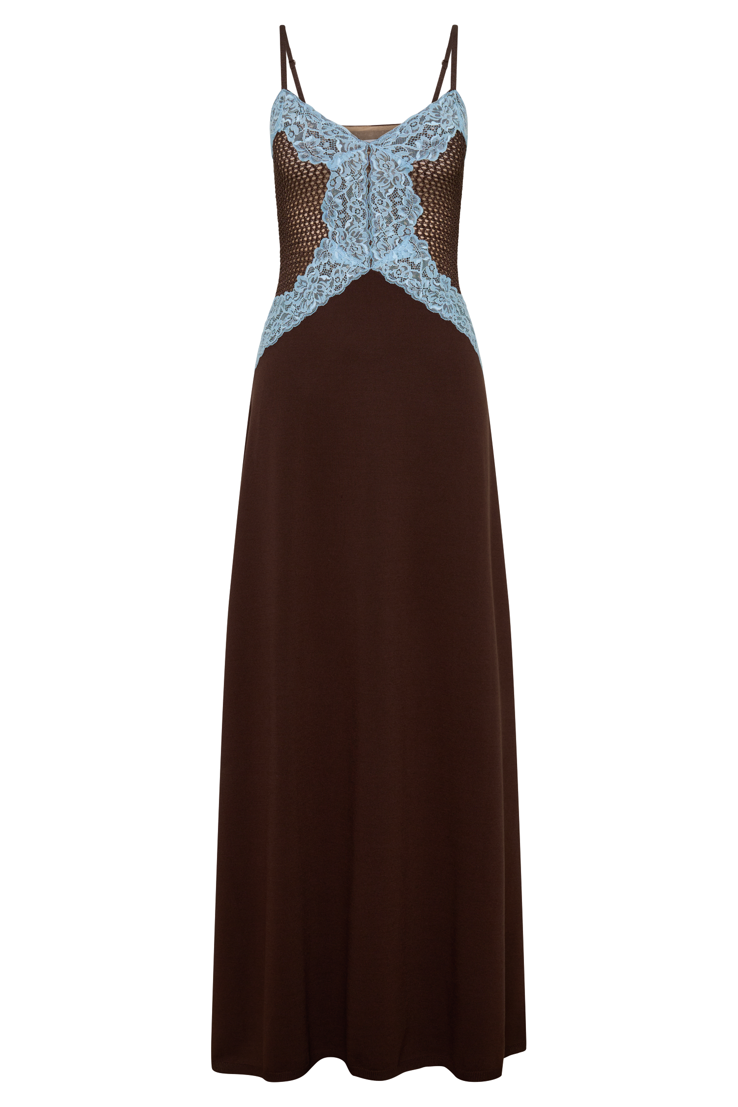 Bray Knit & Lace Maxi Dress - Chocolate/Blue #9