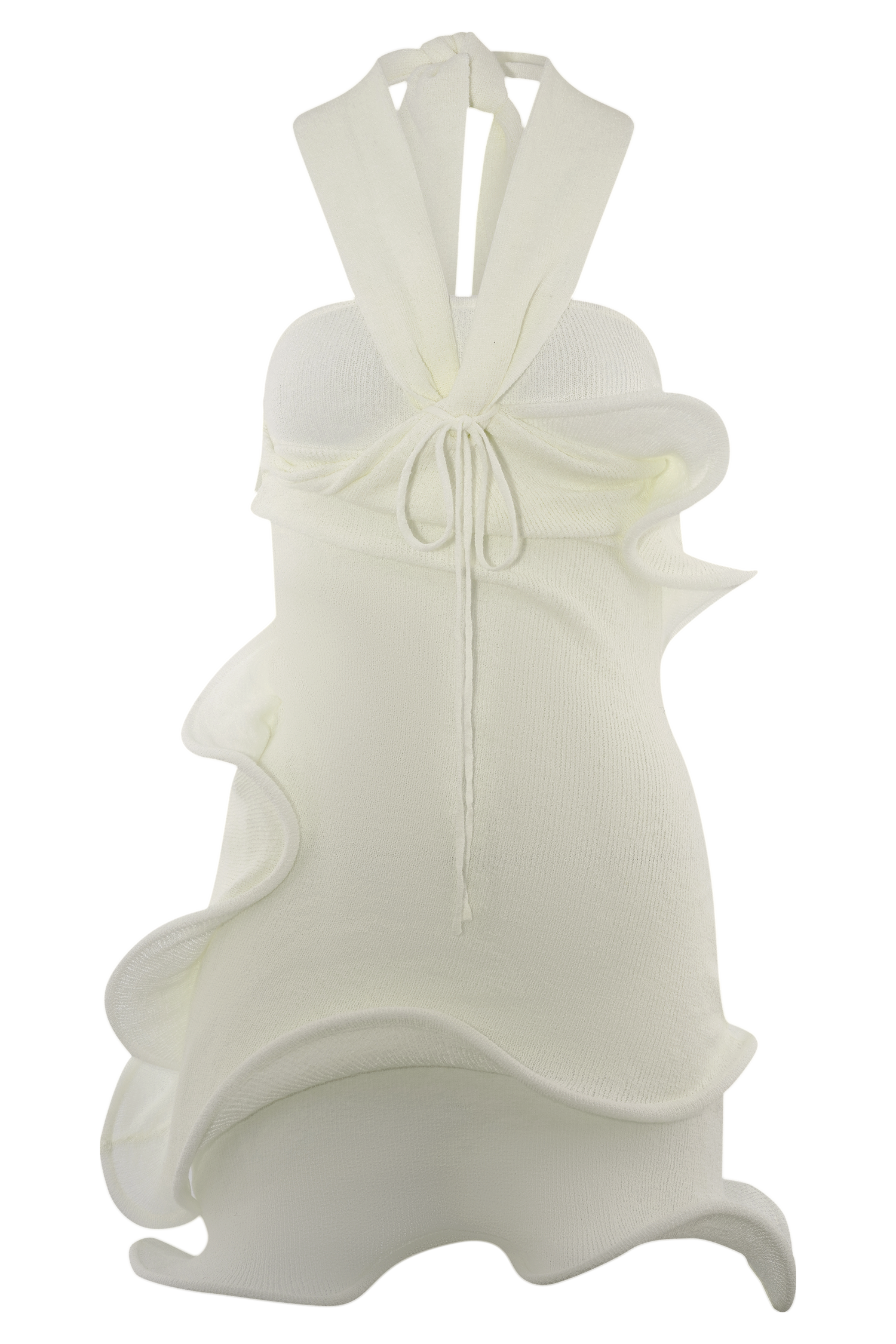Caprice Halter Knit Mini Dress - White #9