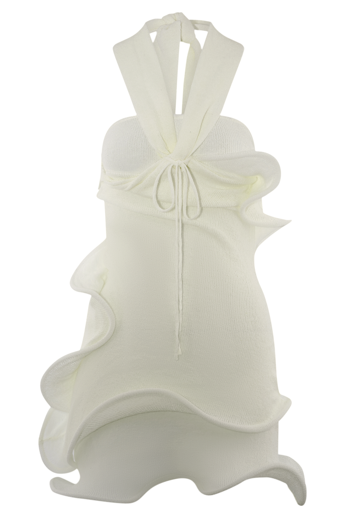 Caprice Halter Knit Mini Dress - White #9