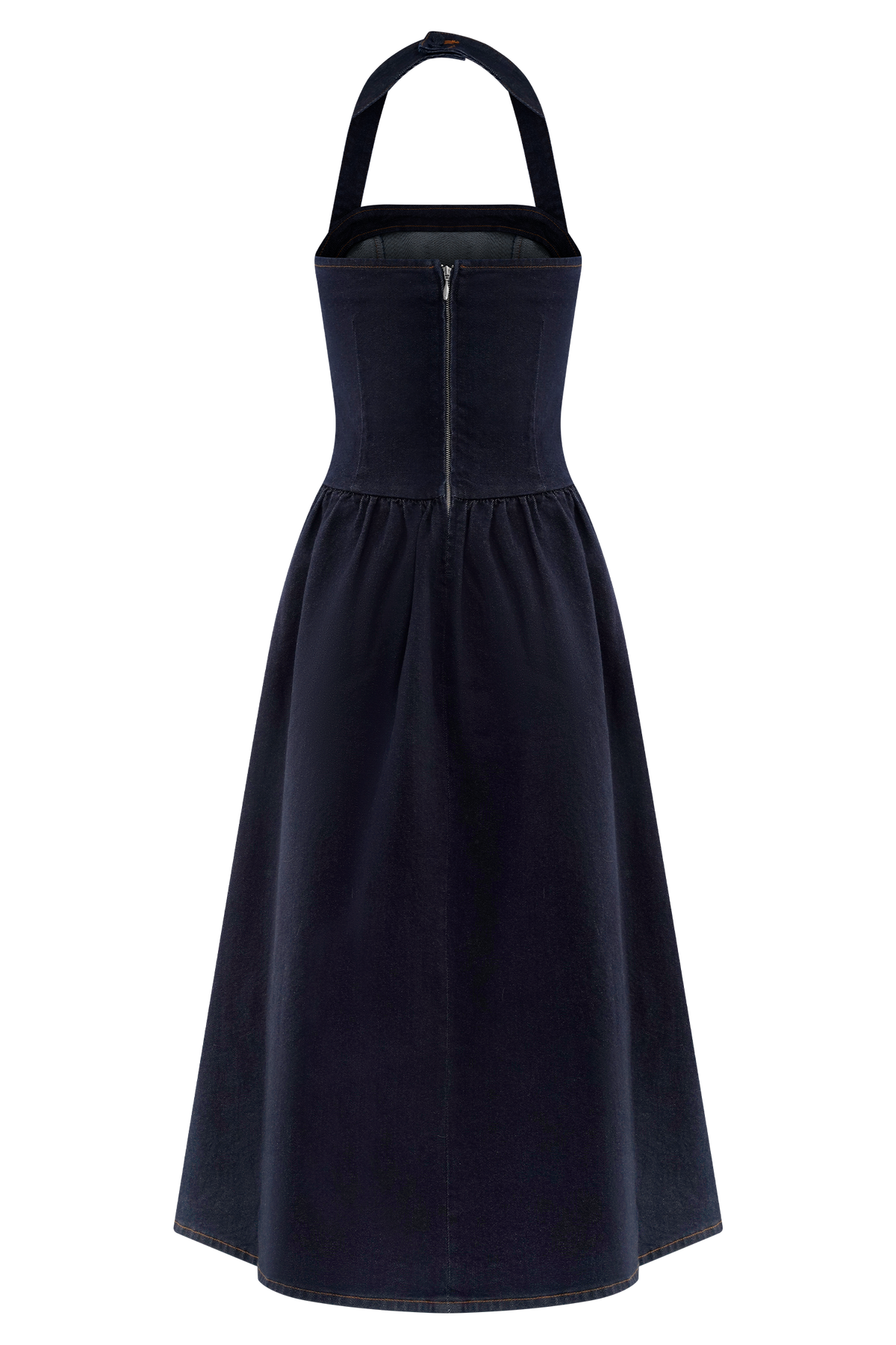 Caroline Denim Halter Midi Dress - Indigo Blue #7