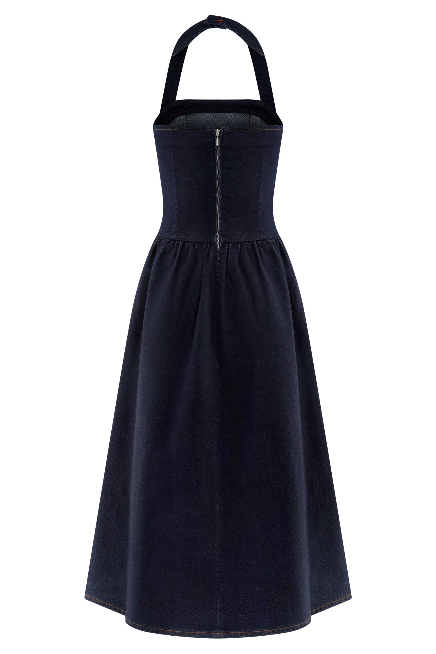 Caroline Denim Halter Midi Dress - Indigo Blue #7