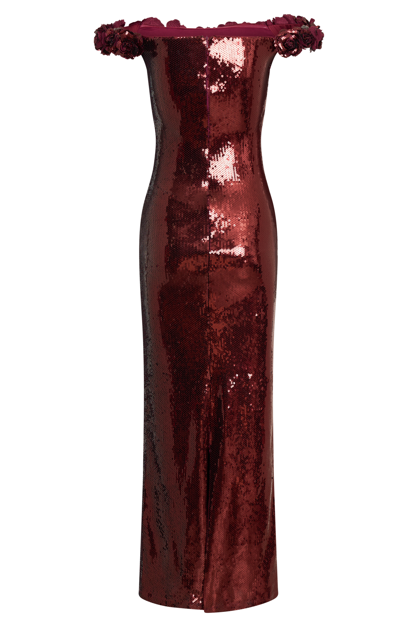 Carrie Sequin Rose Maxi Dress - Mahogany