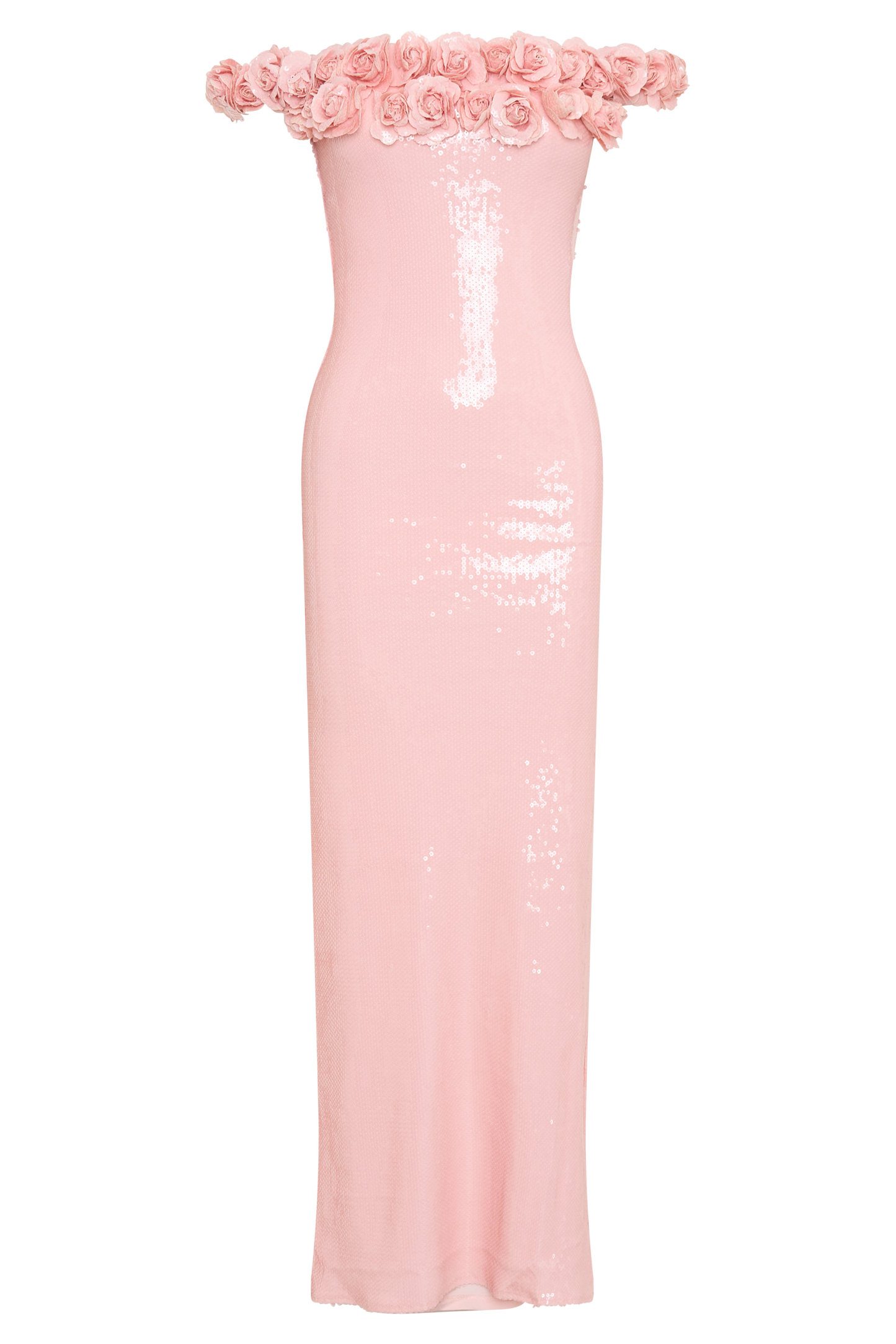 Carrie Sequin Rose Maxi Dress - Pale Pink