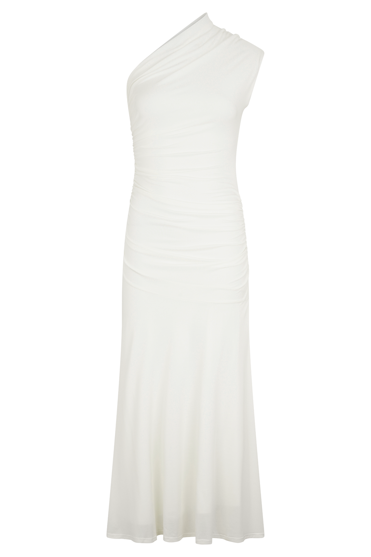 Chloe Peached Jersey One Shoulder Midi Dress - Ivory #9