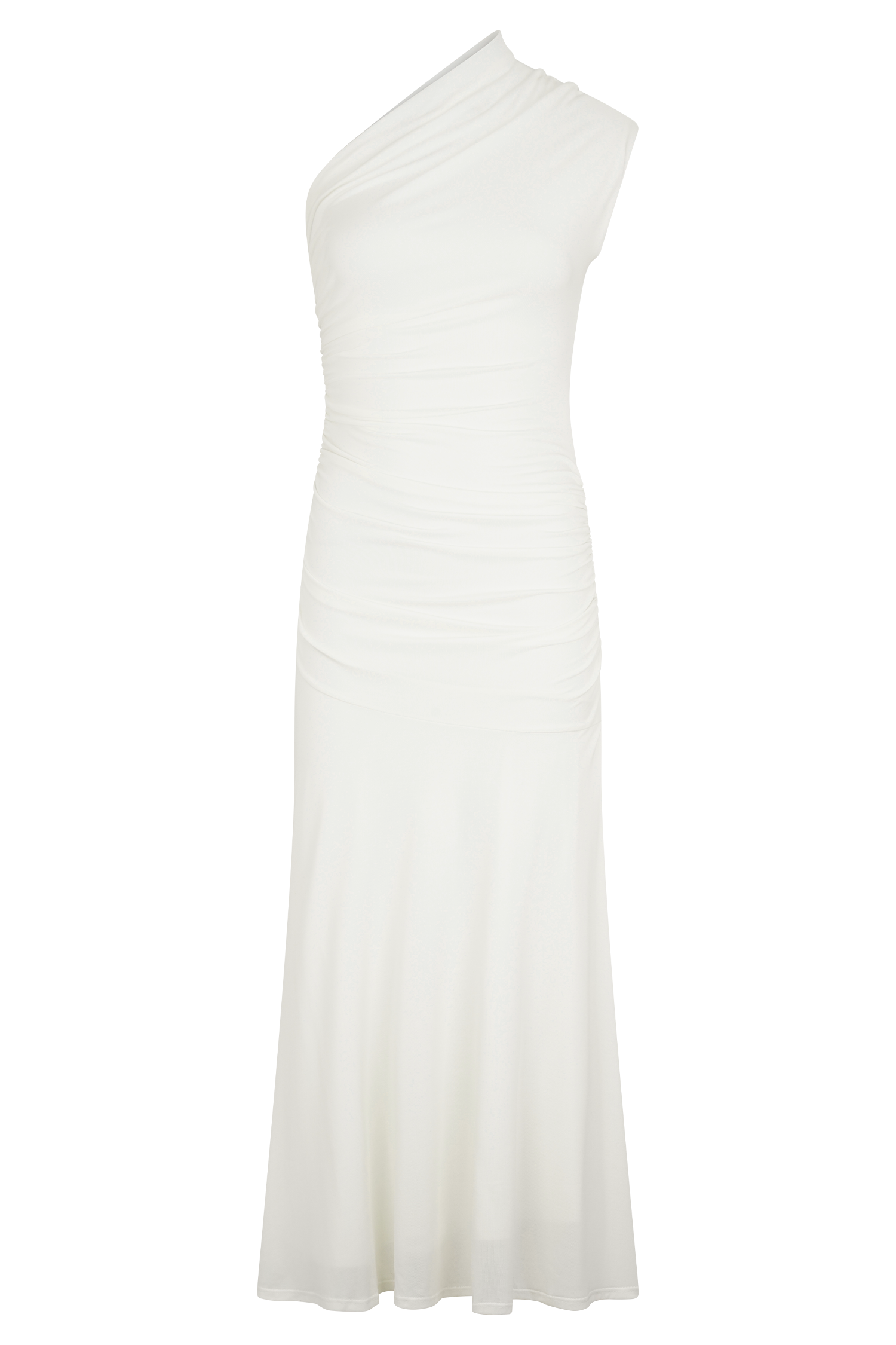 Chloe Peached Jersey One Shoulder Midi Dress - Ivory #9