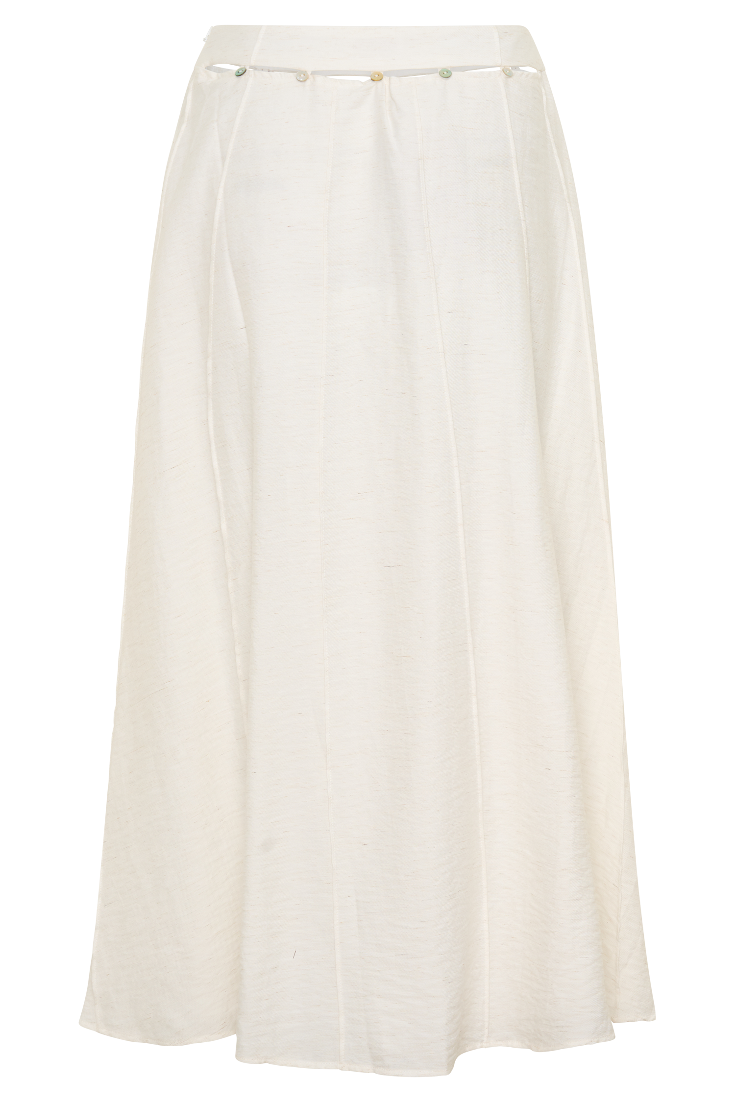 Claire Pearl Button Midi Skirt - White #12