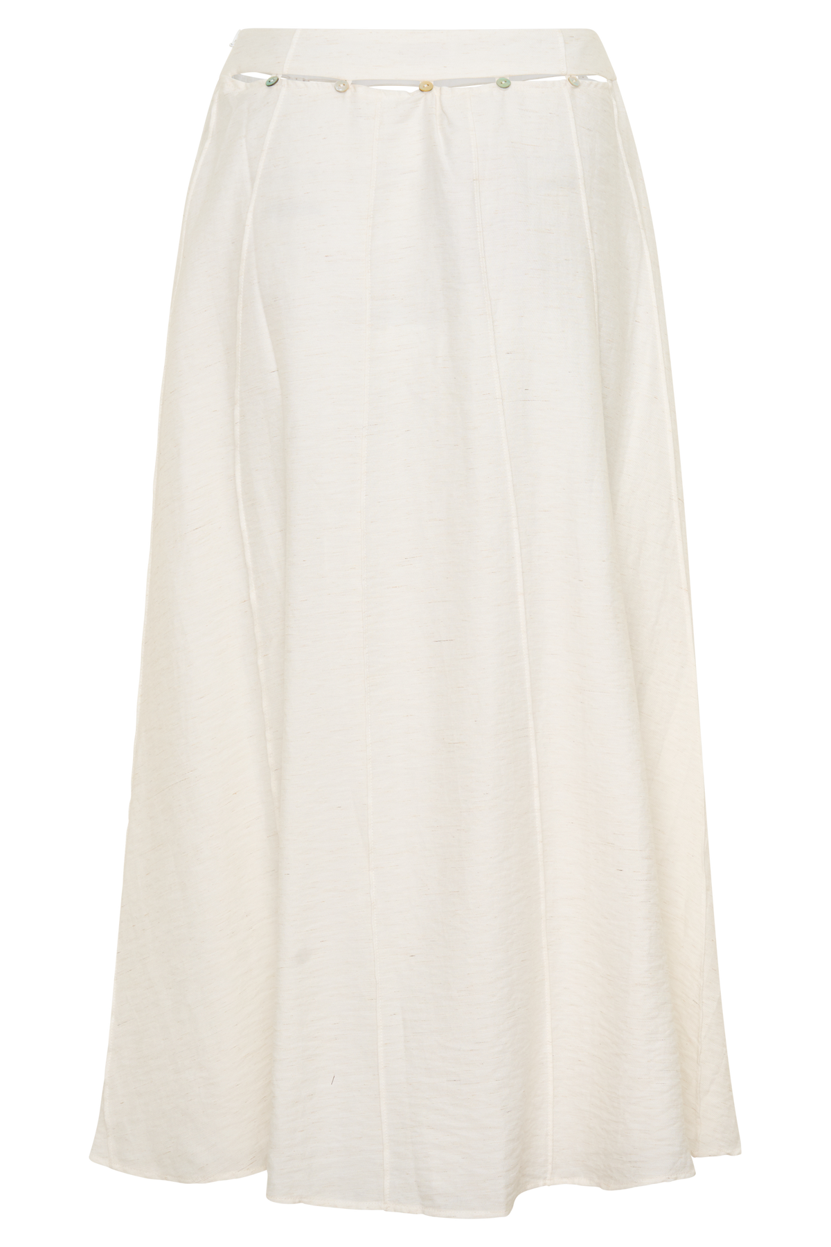 Claire Pearl Button Midi Skirt - White #10