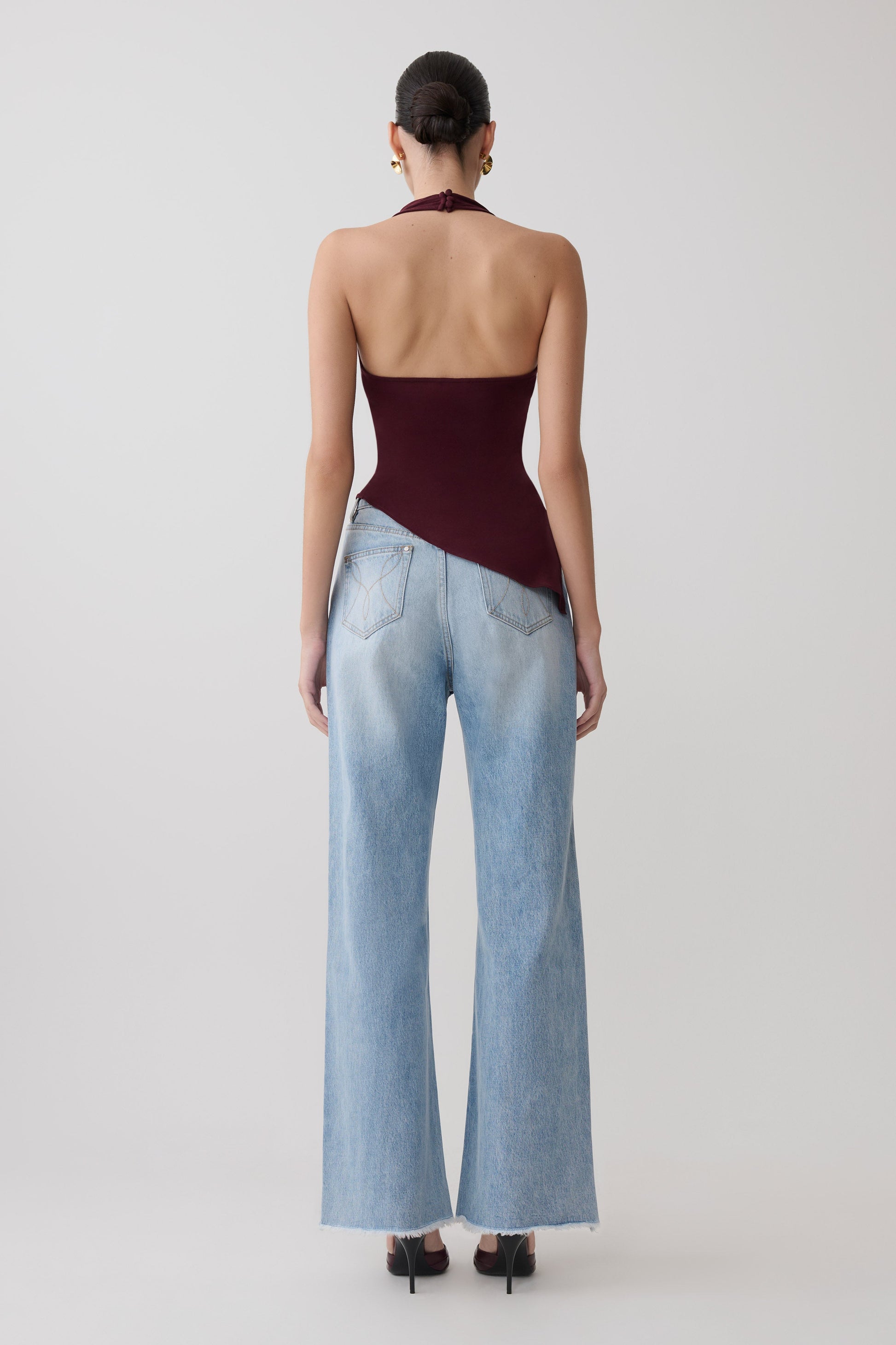 Clea Relaxed Sheer Halter Top - Burgundy #5