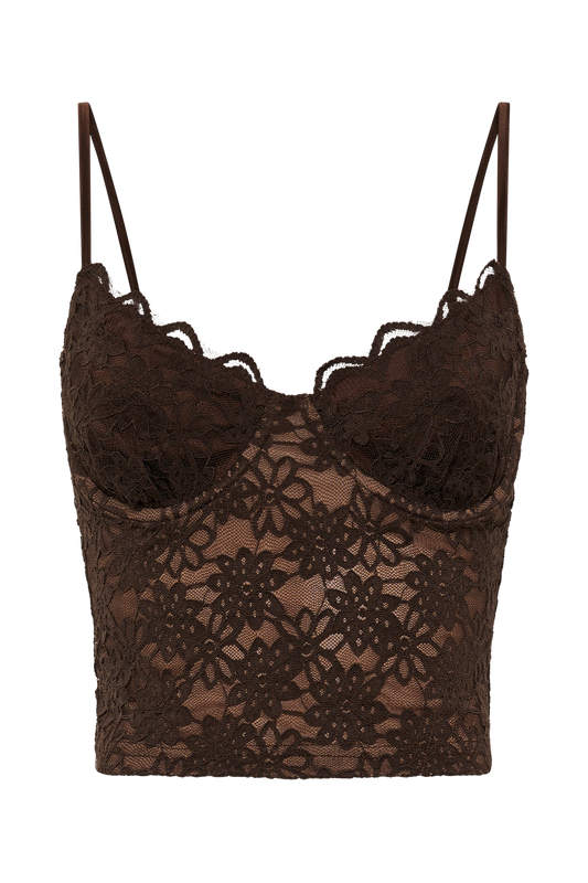 Joey Lace Corset Top - Chocolate