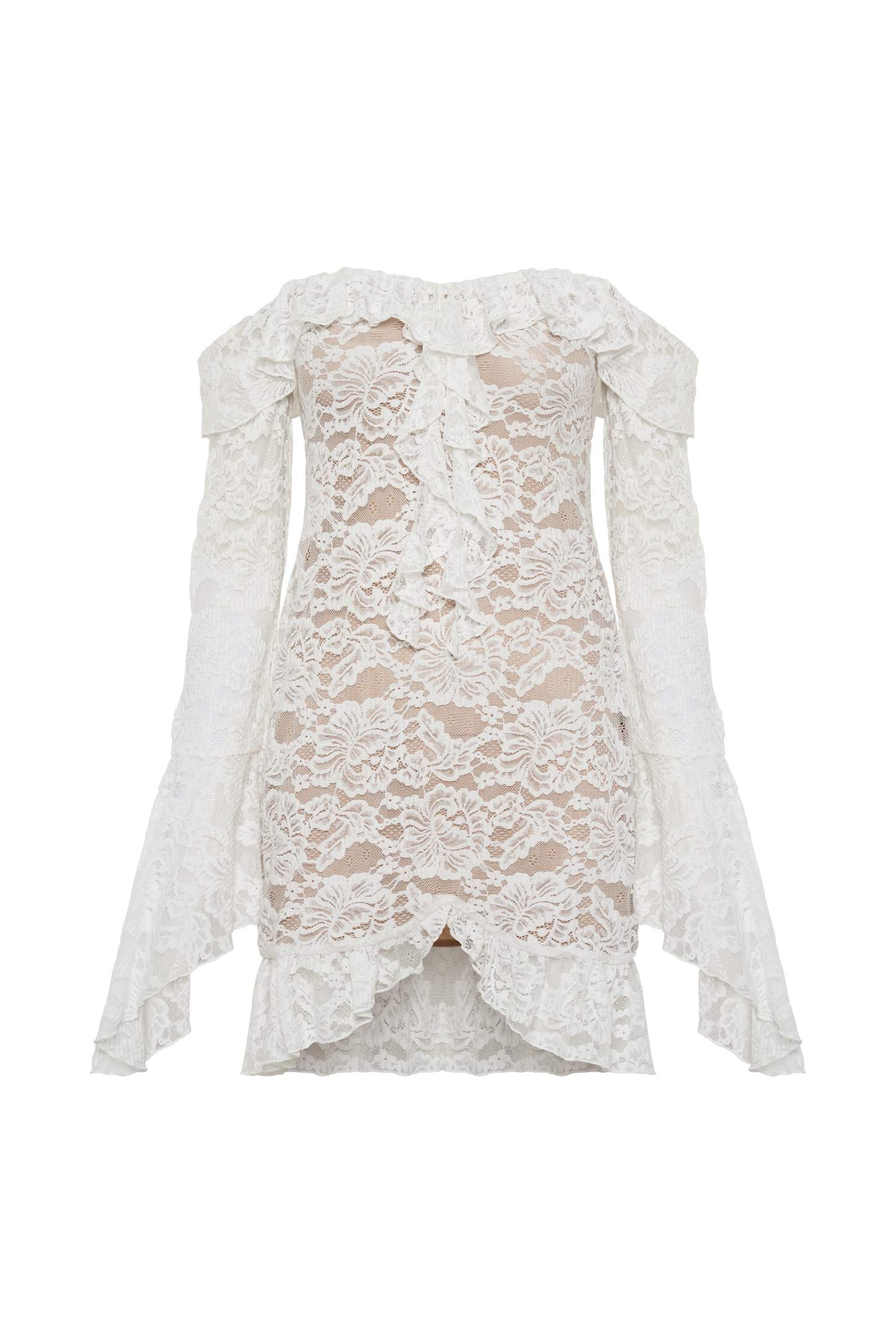 Lindsey Lace Plisse Mini Dress - Ivory