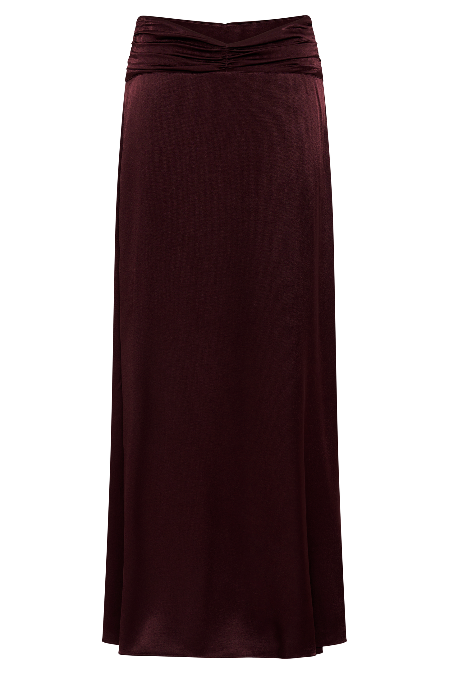 Clara Satin Ruched Maxi Skirt - Plum