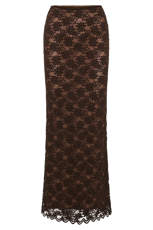 Elska Lace Maxi Skirt - Chocolate