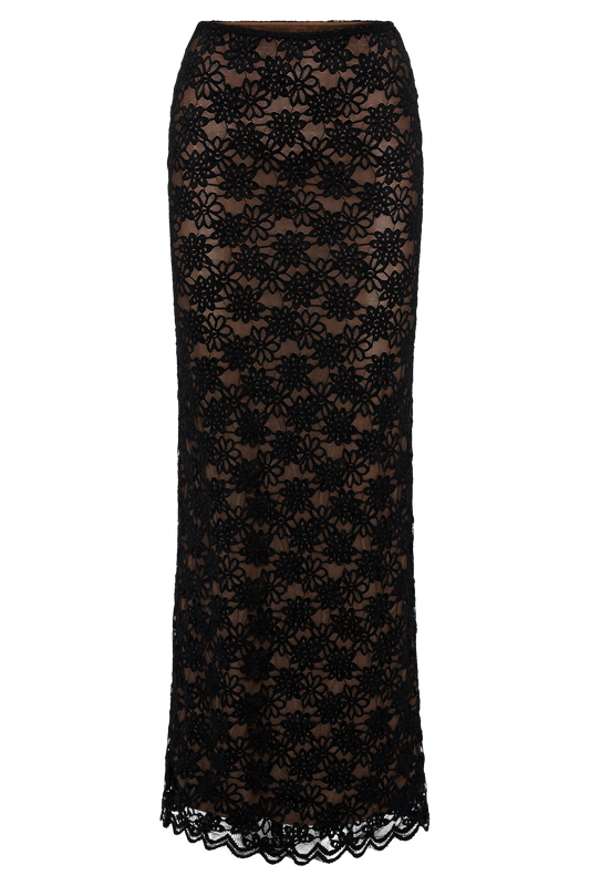 Elska Lace Maxi Skirt - Black