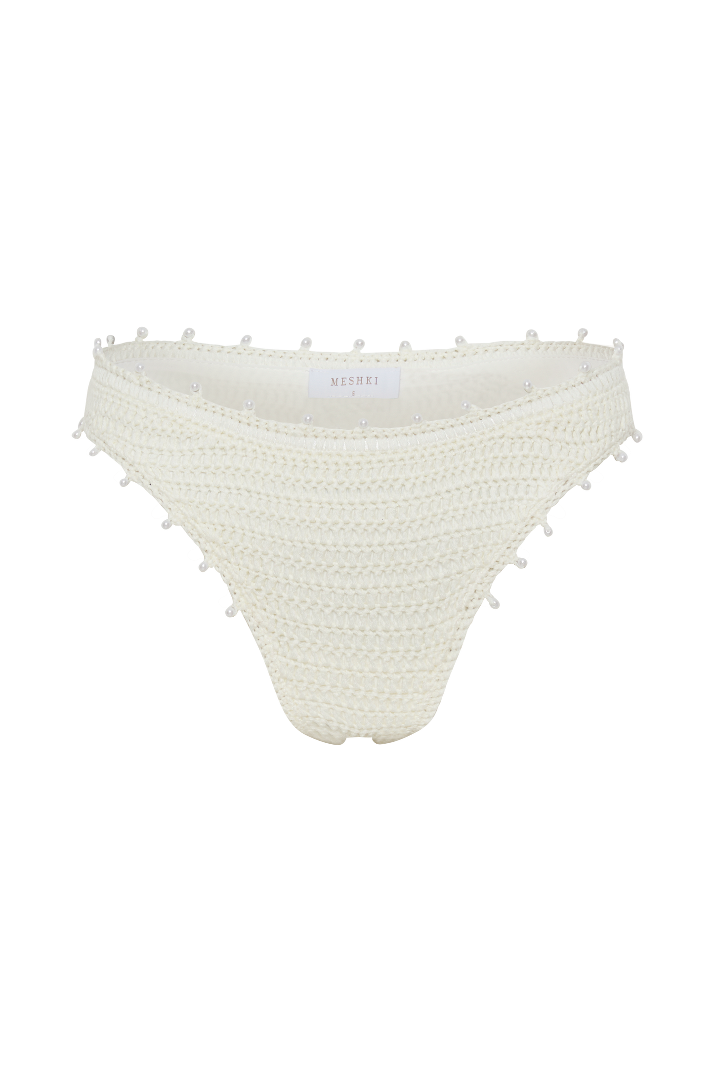 Sadie Pearl Knit Bikini Bottom - White