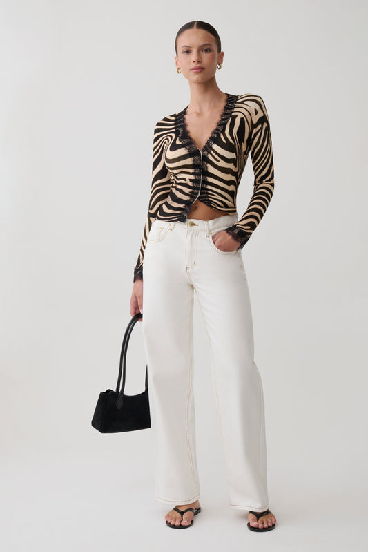 Mannon Mid Rise Denim Jeans - White
