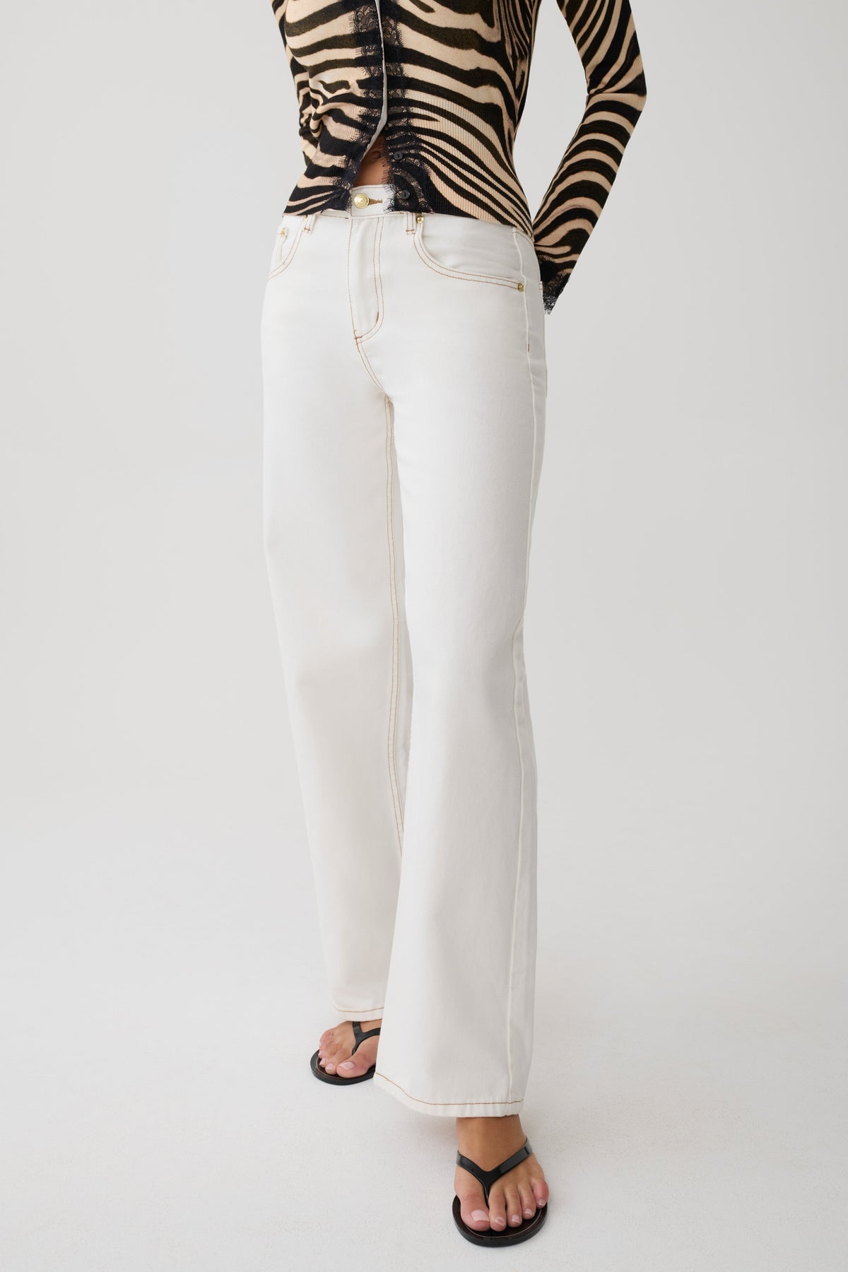 Mannon Mid Rise Denim Jeans - White