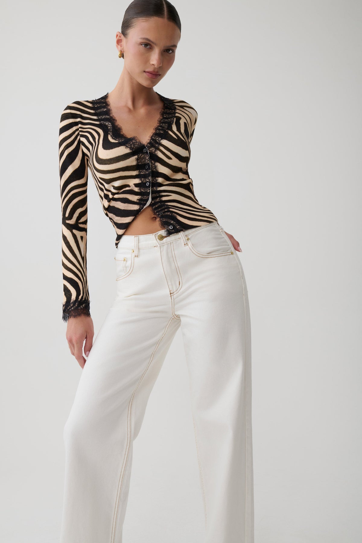 Mannon Mid Rise Denim Jeans - White #6