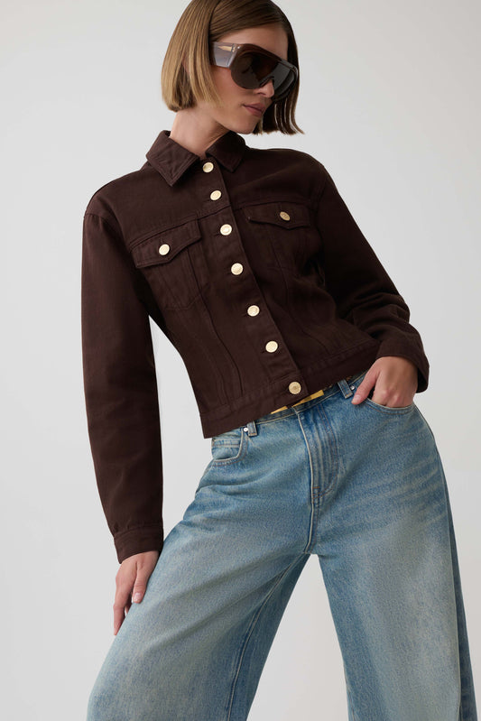 Renee Belted Denim Jacket - Chocolate