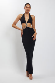 Nicha Diamante Cut Out Maxi Dress - Black