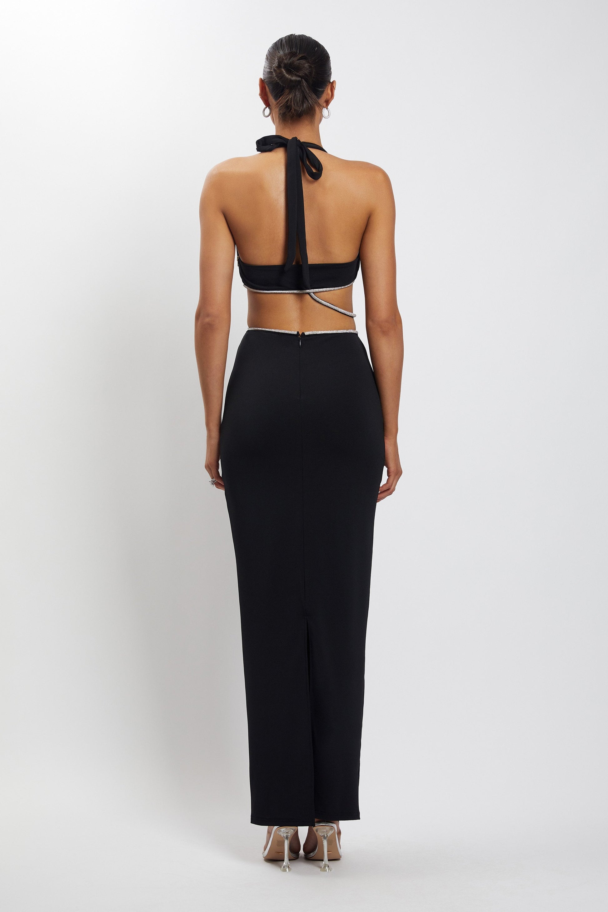 Nicha Diamante Cut Out Maxi Dress - Black #11