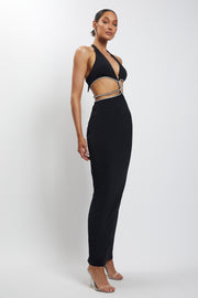 Nicha Diamante Cut Out Maxi Dress - Black