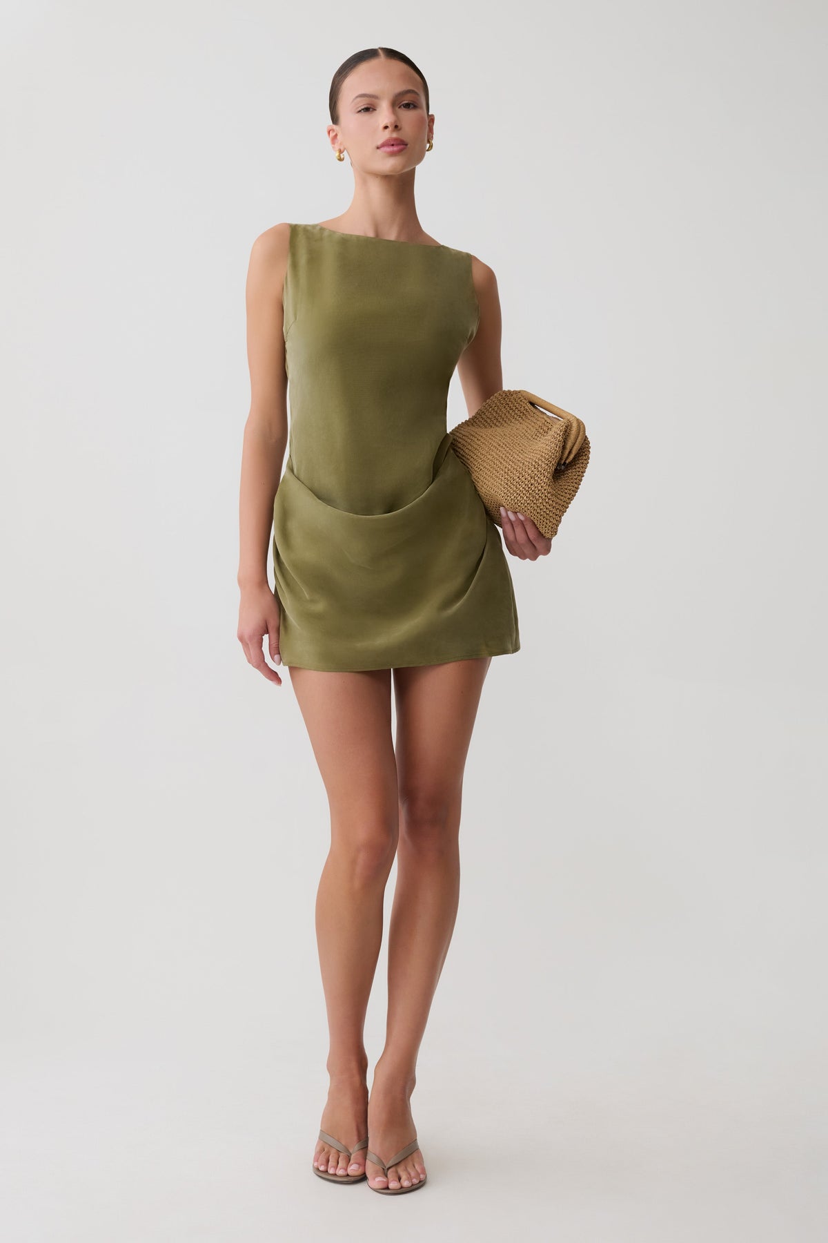 Bexley Draped Mini Dress - Olive
