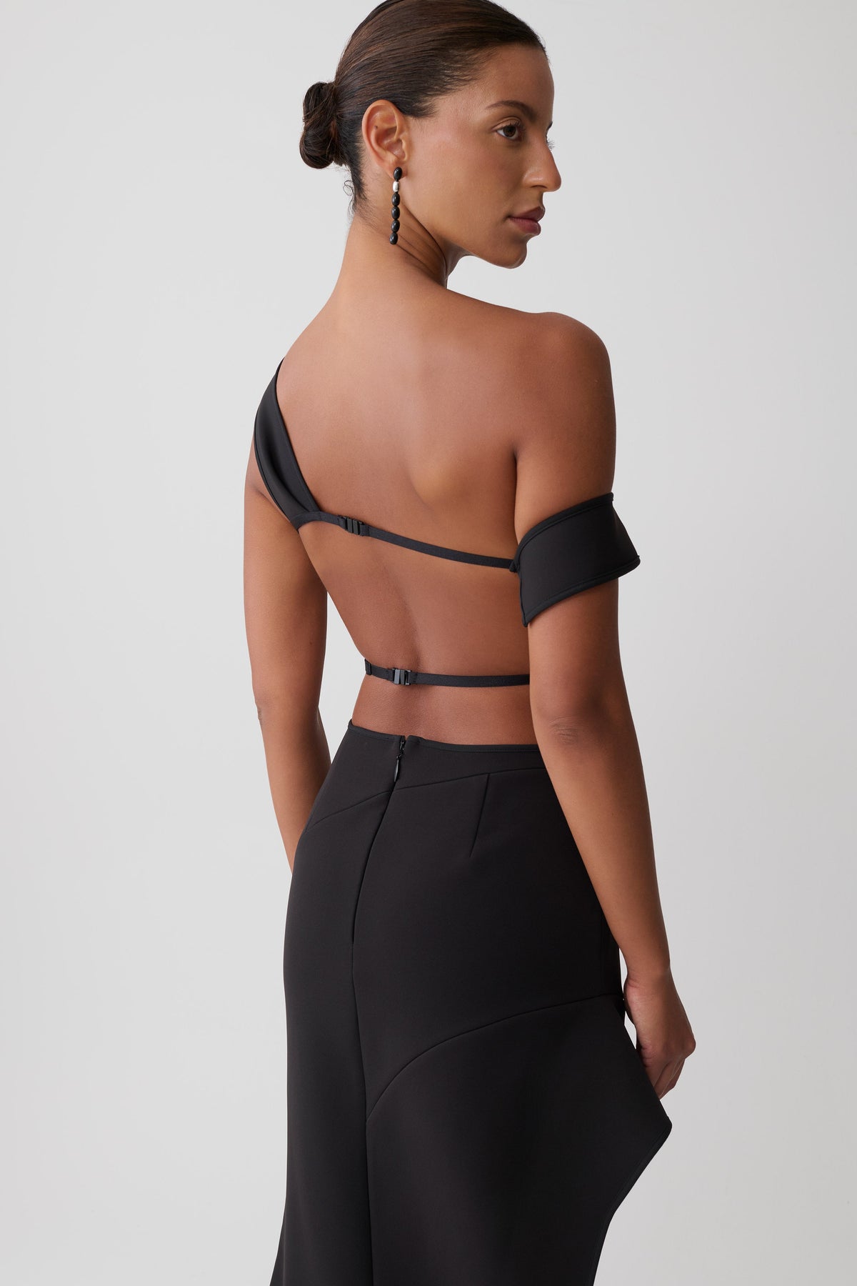 Carmine Asymmetrical Maxi Dress - Black/White #3