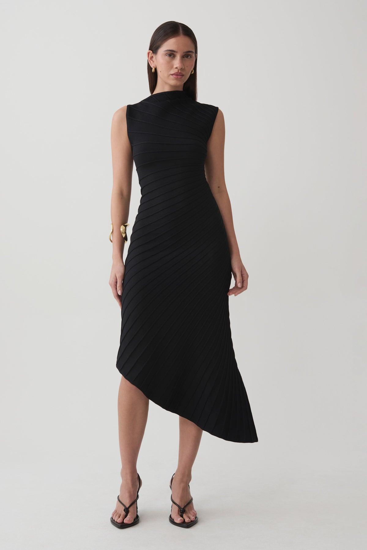 Milasandra Pleated Knit Dress - Black