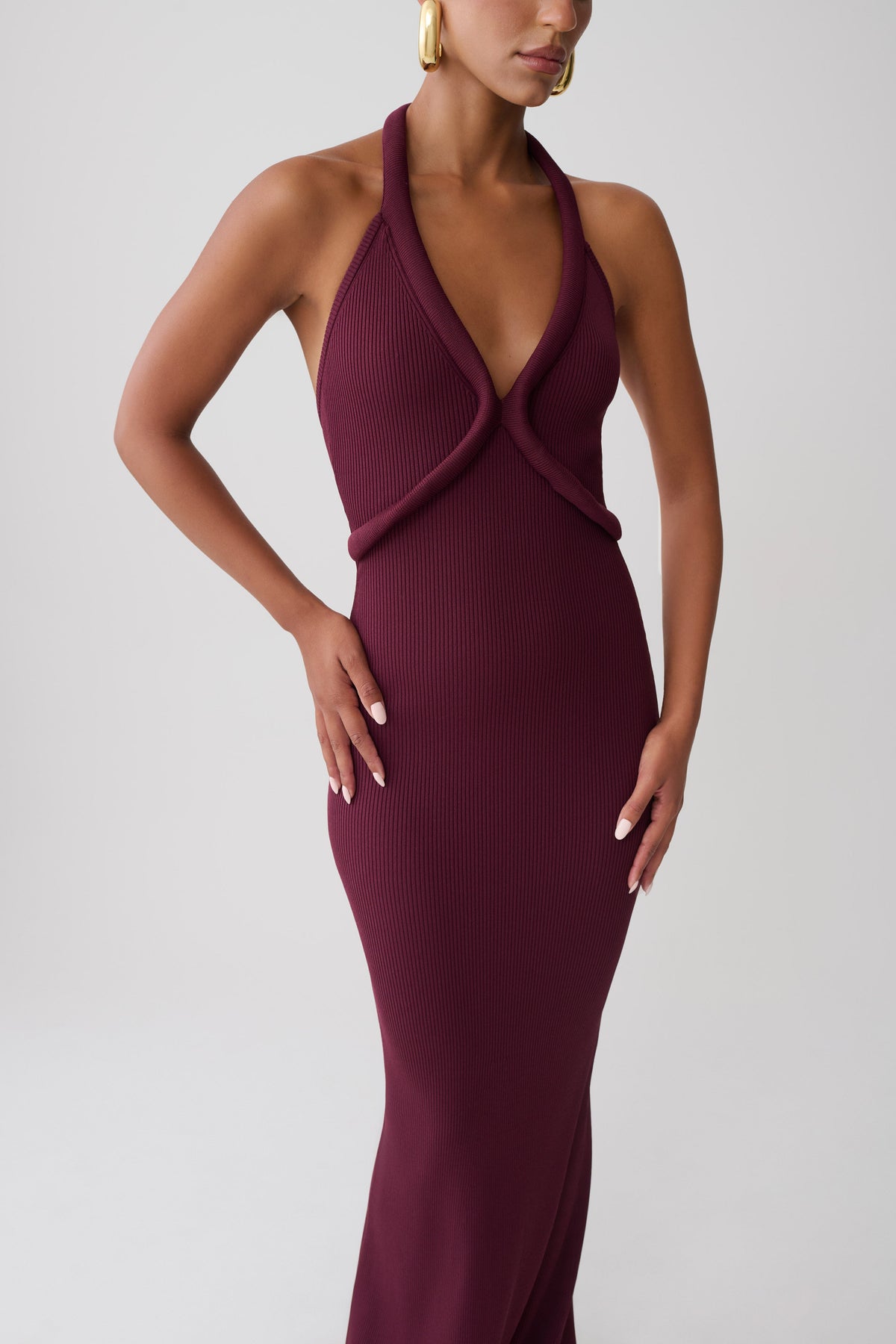 Jennifer Tubular Knit Maxi Dress - Plum #6