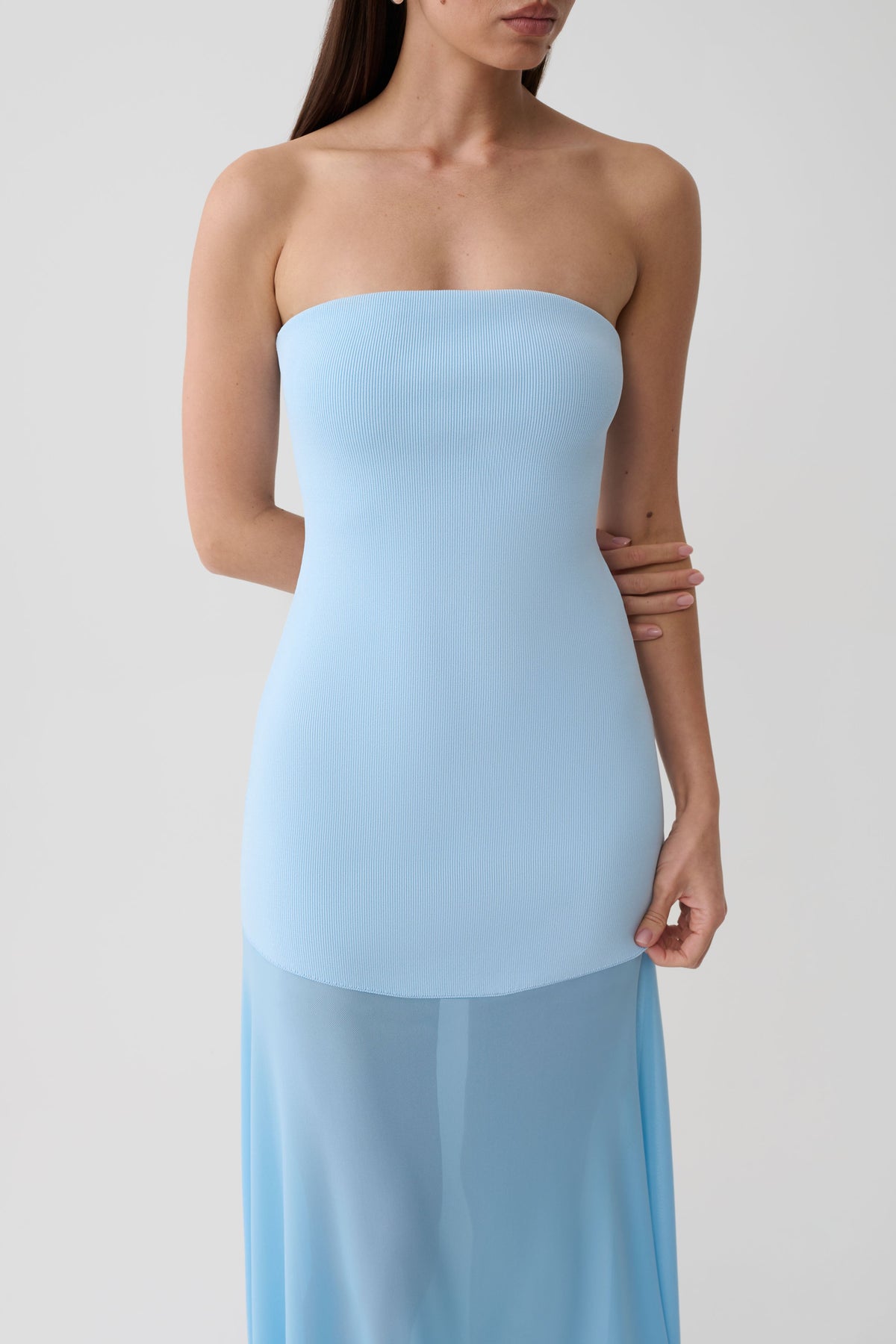 Louie Strapless Knit Maxi Dress - Baby Blue #3