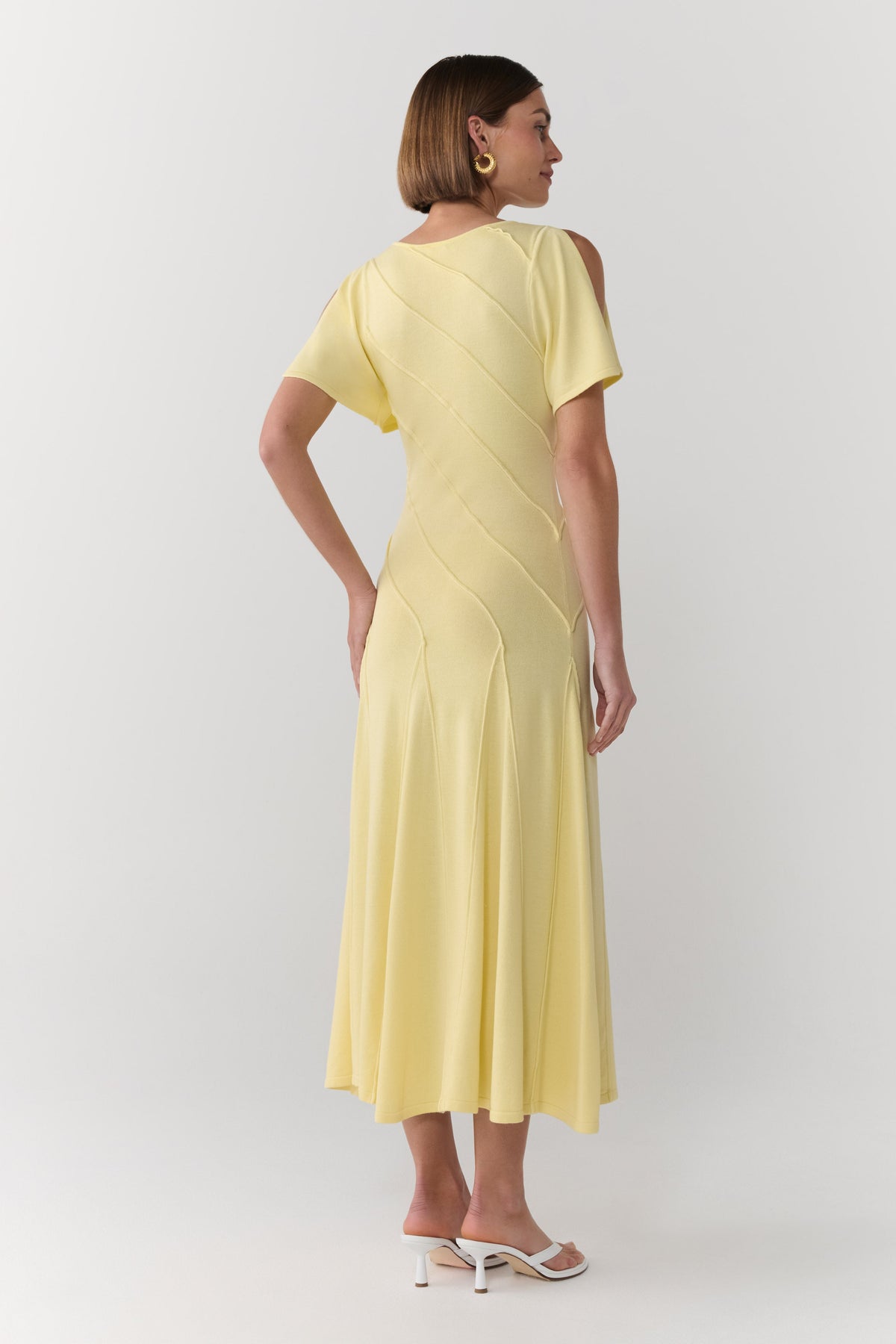 Lani Asymmetrical Knit Midi Dress - Butter Yellow