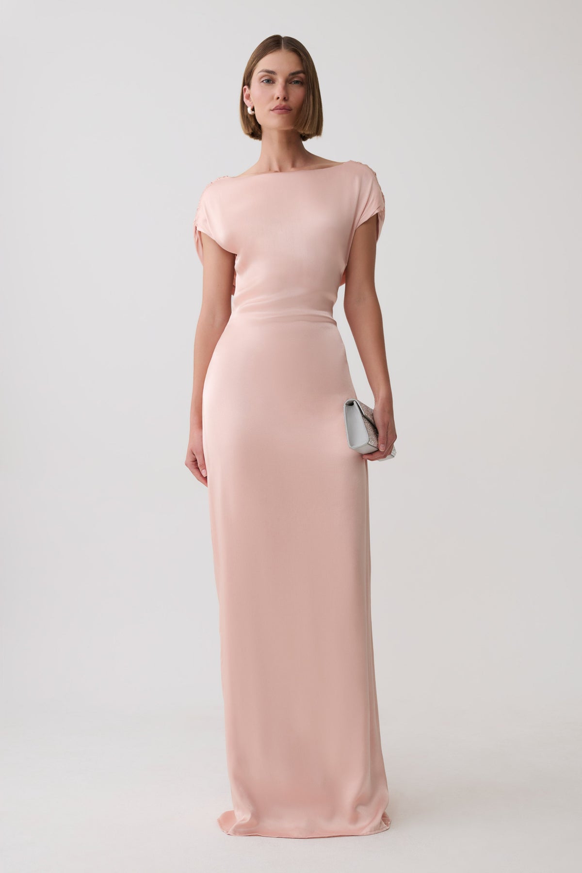 Valencia Open Back Satin Maxi Dress - Peach #2