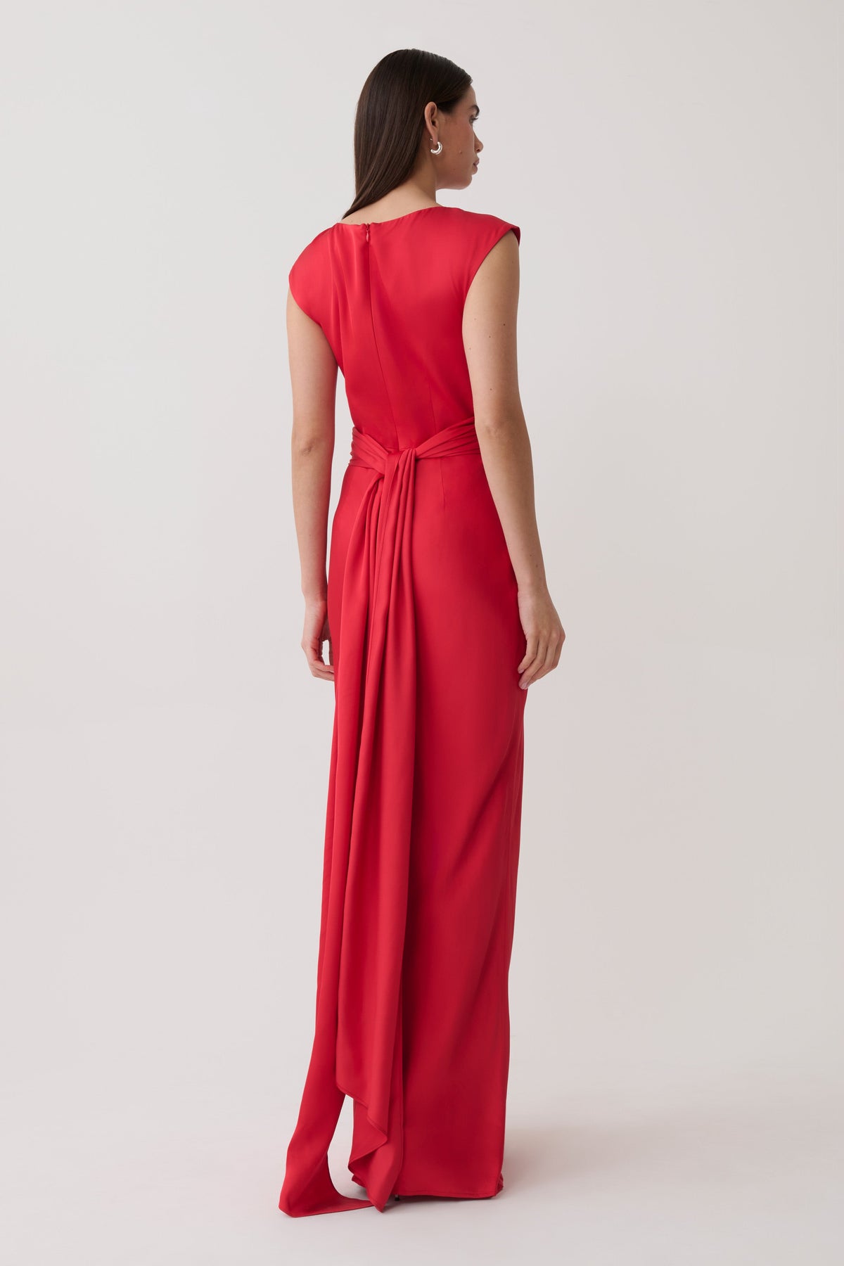 Destiny Cut Out Satin Maxi Dress - Red
