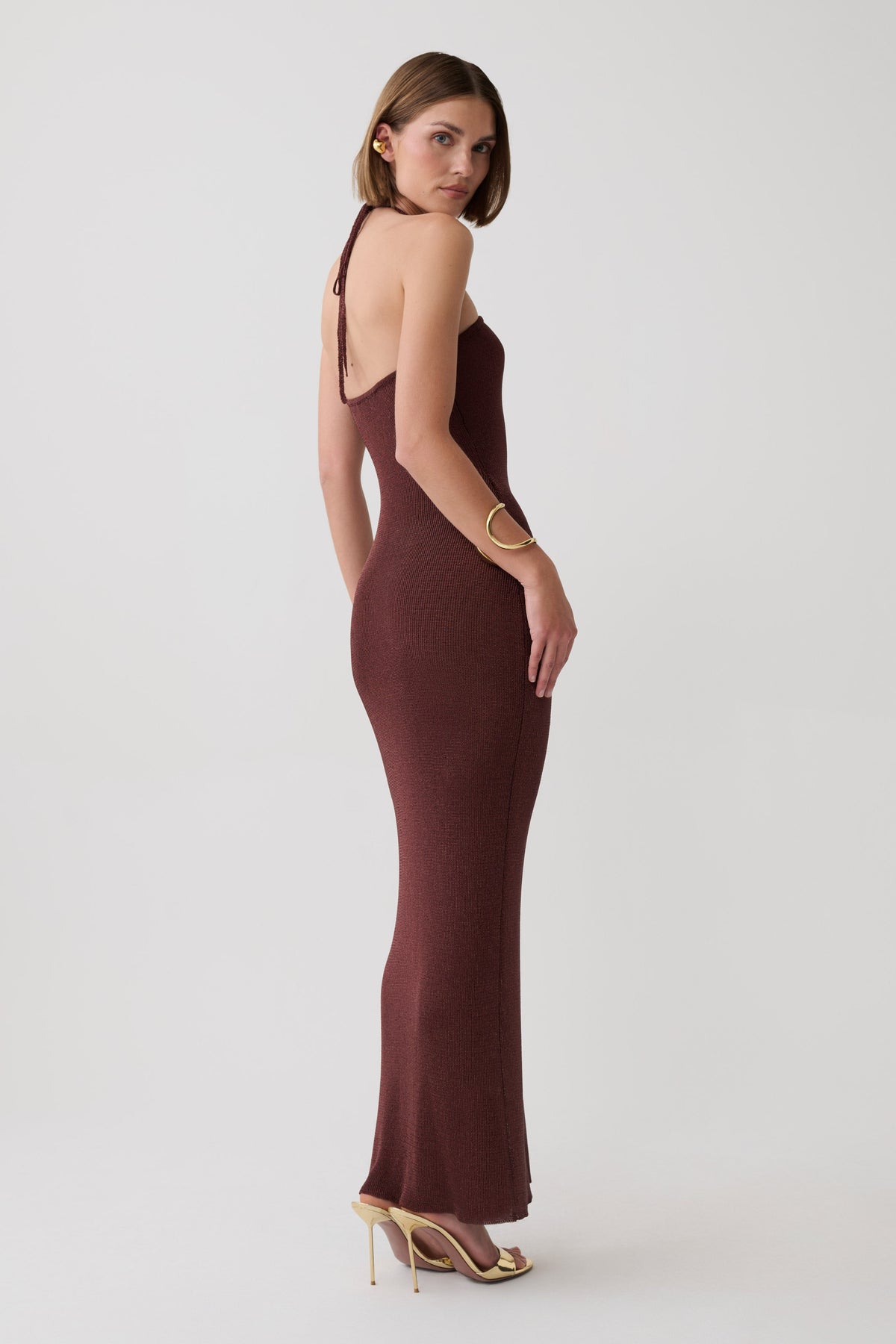 Lane Lurex Knit Maxi Dress - Chocolate