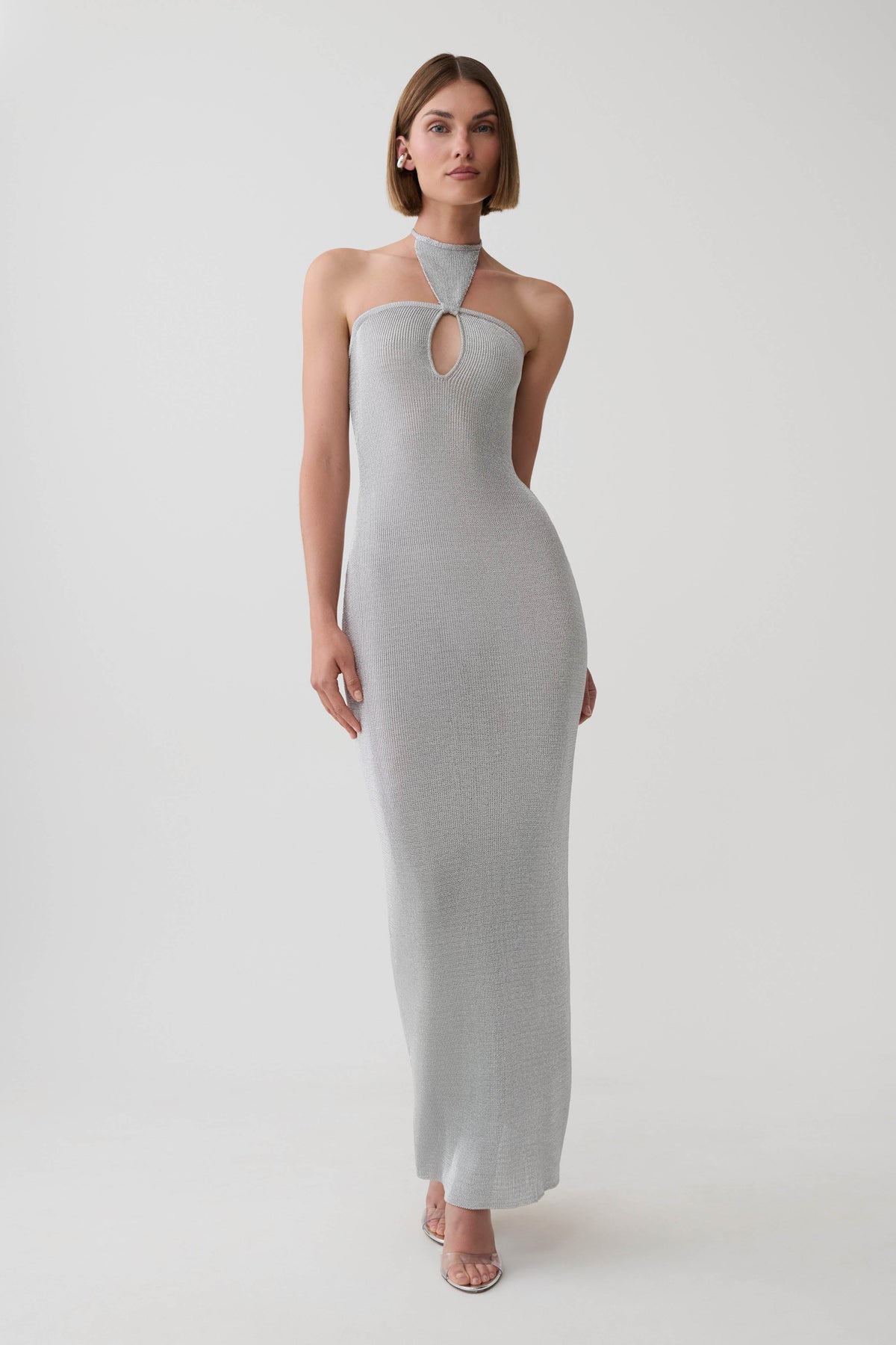 Lane Lurex Knit Maxi Dress - Silver
