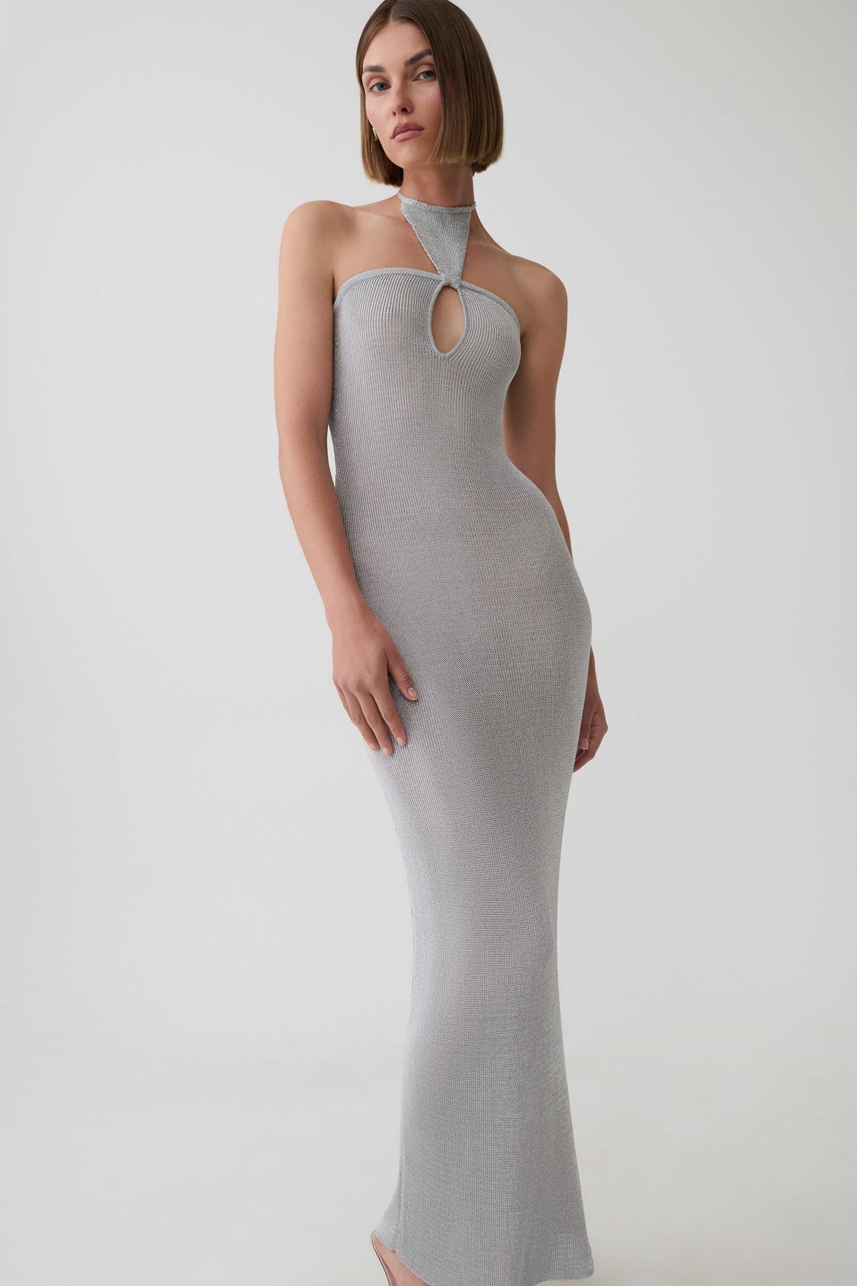 Lane Lurex Knit Maxi Dress - Silver