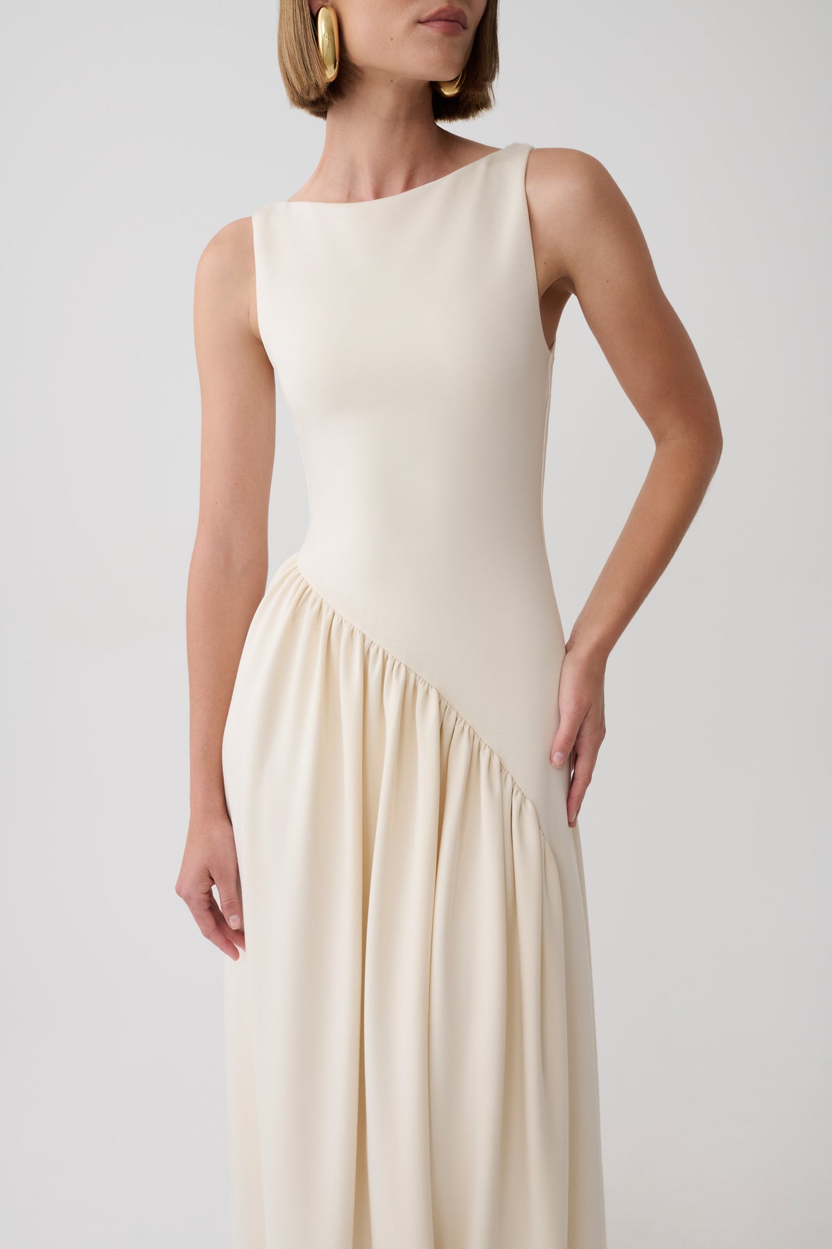 Hester Scuba Midi Dress - Ivory